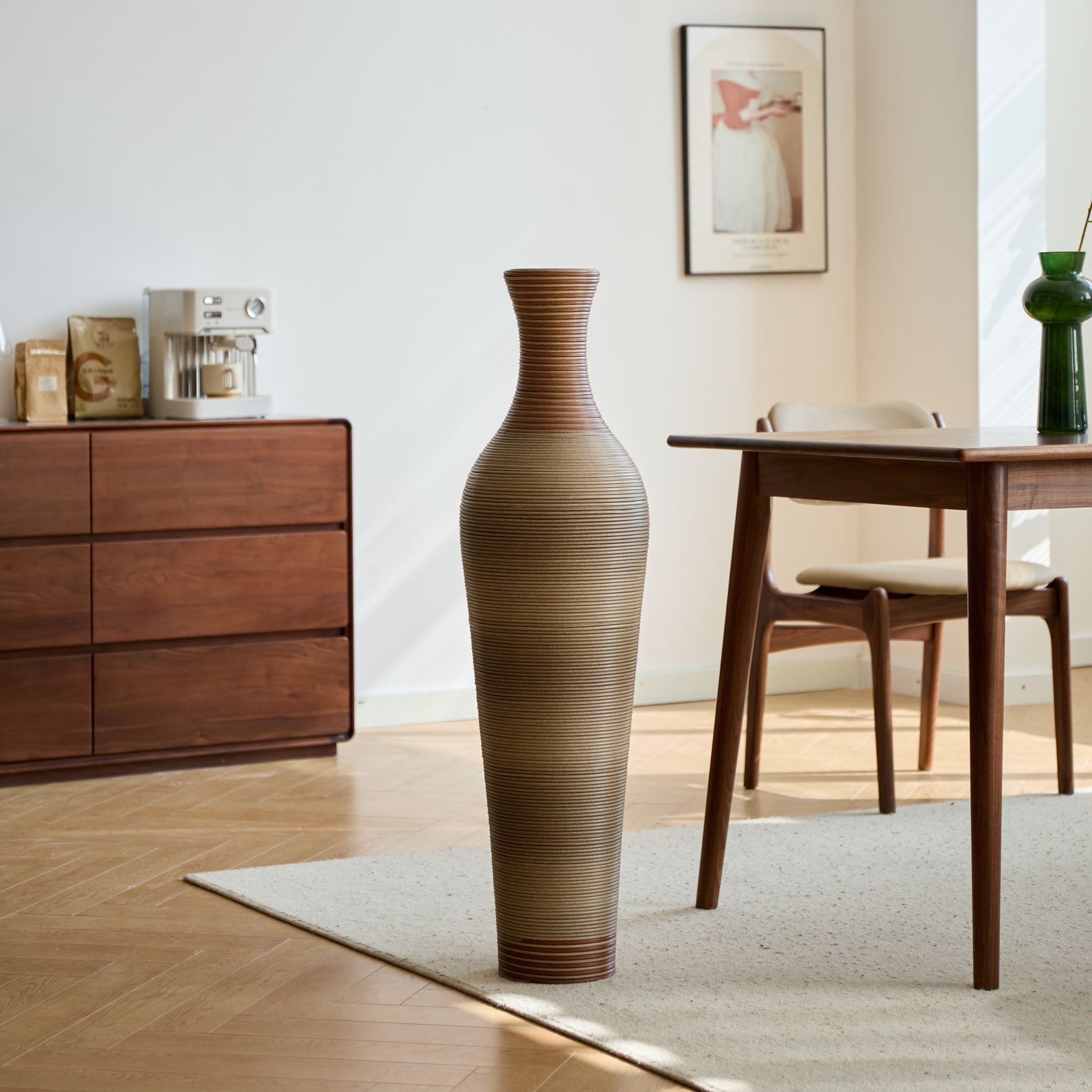 Tall Standing Designer Floor Vases With Elegant 2 Tone Finishes For Decorating