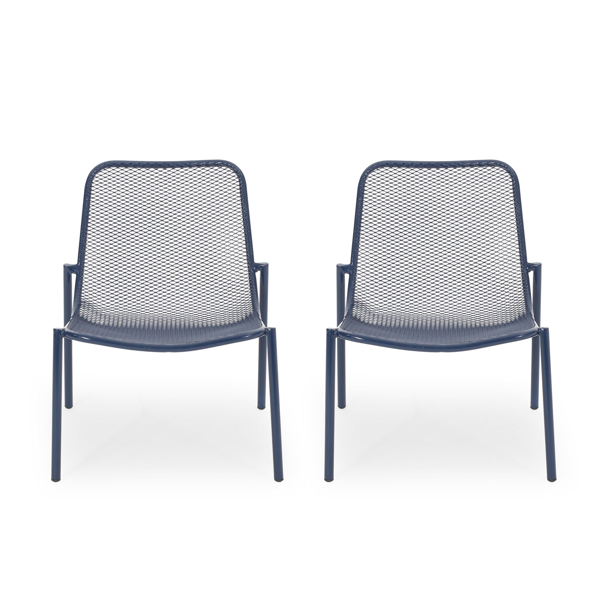 Kincaid - Stackable Iron Chairs Set - Matte Navy Blue