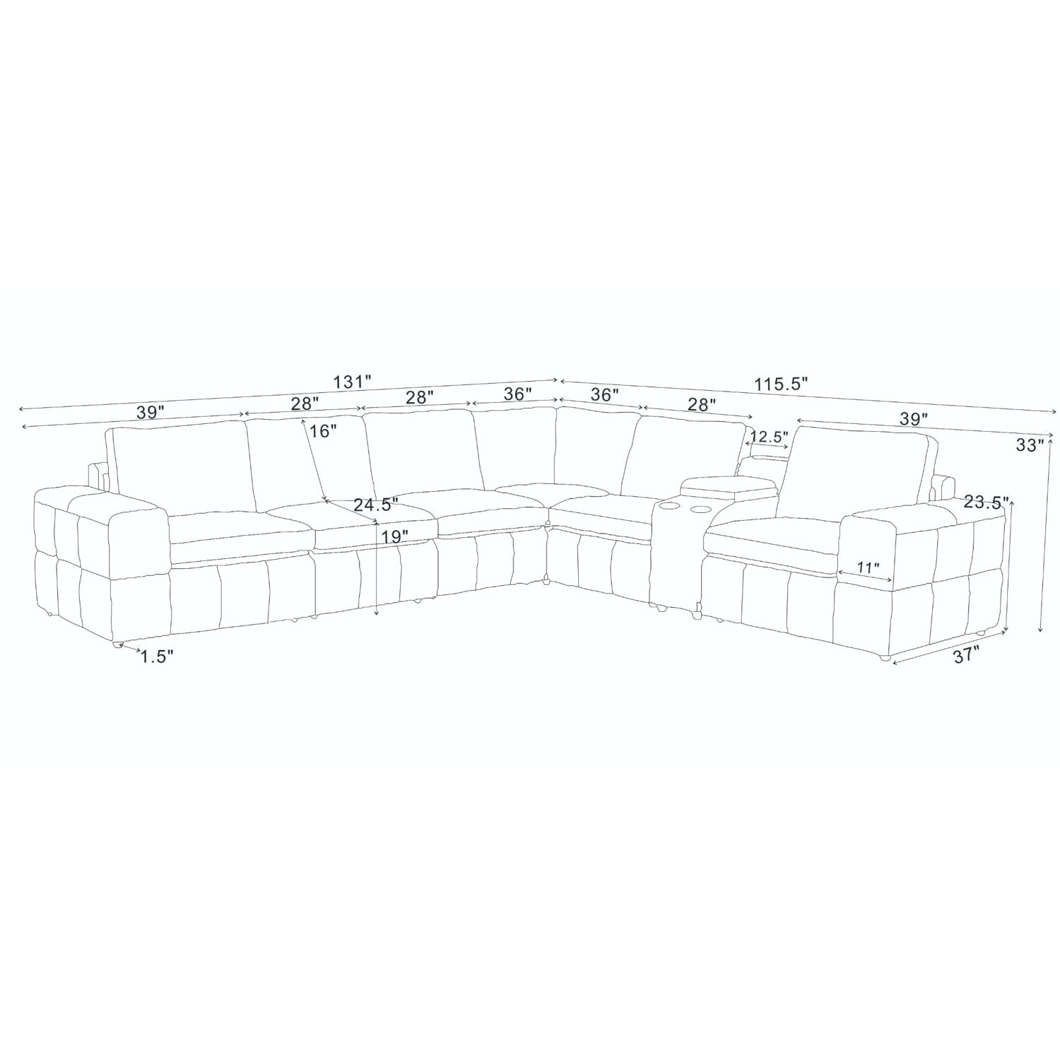 Modular Sectional With Large Square Arms