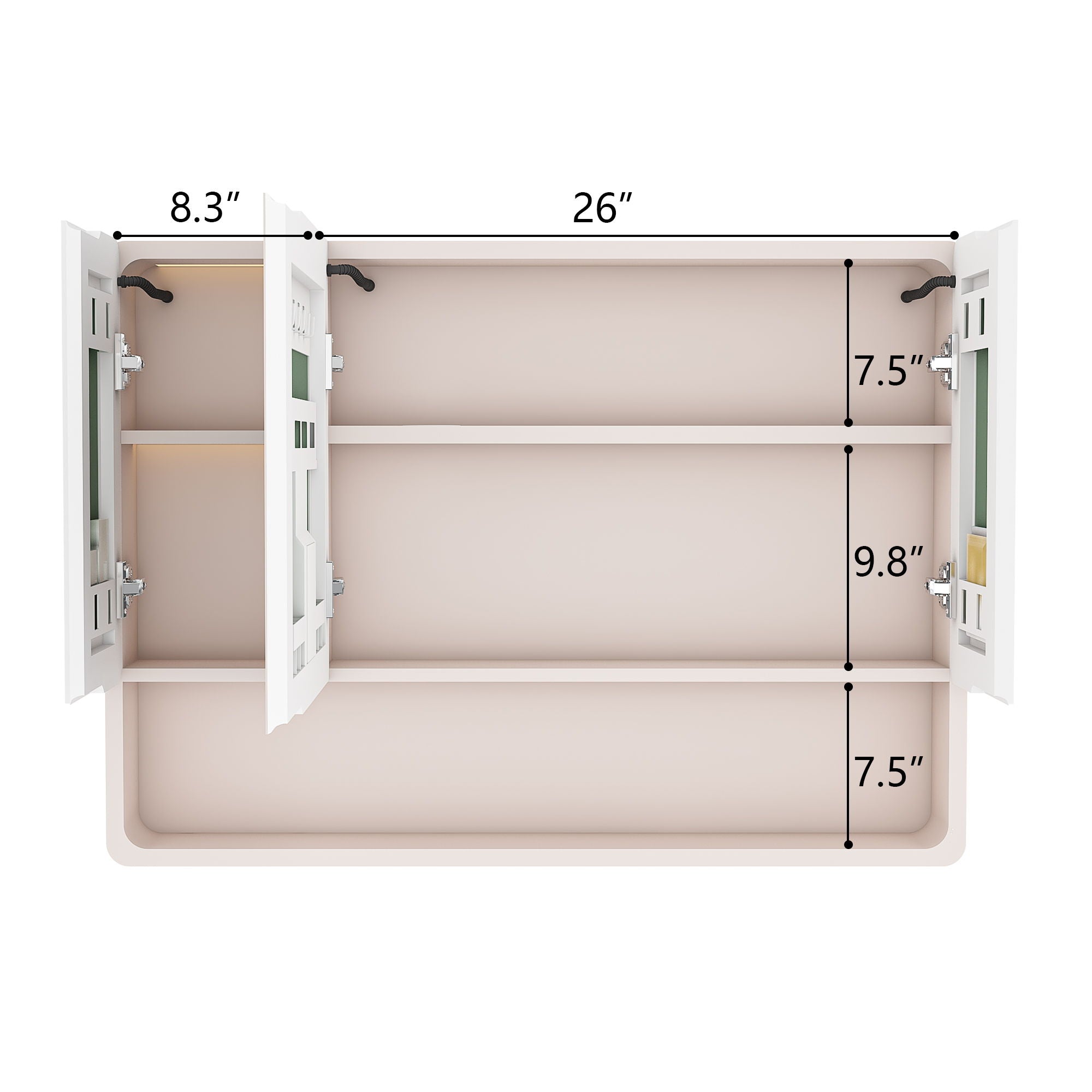 Aluminium Medicine Cabinet Mirror, With 3 Colors LED Light And Defogging Function - Khaki