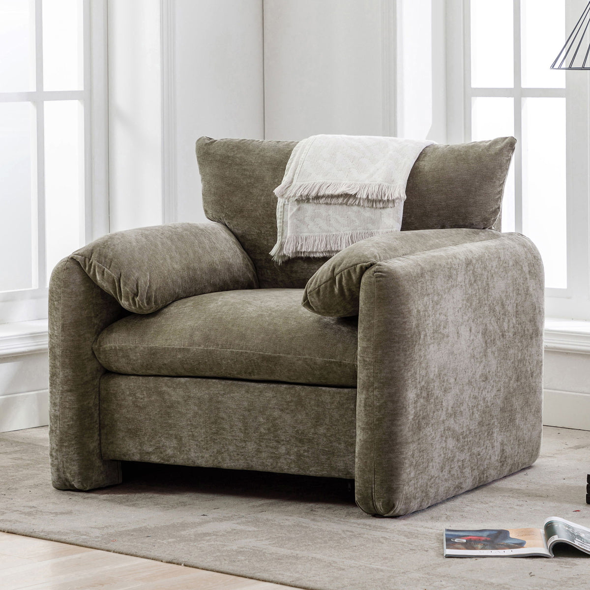 Oversized Accent Single Sofa Lounge Chair - Matcha Green