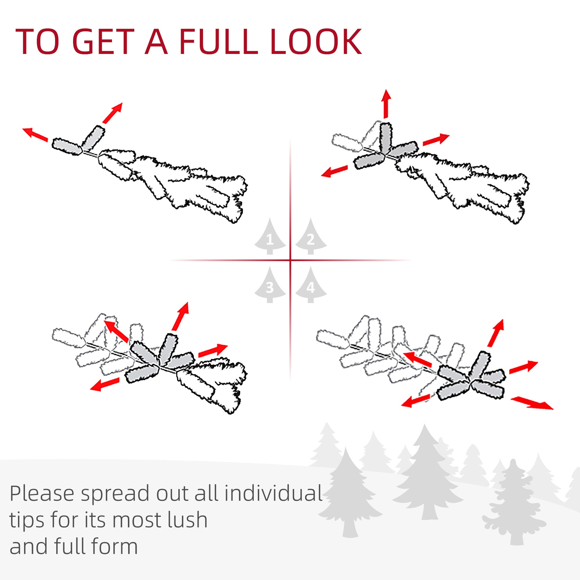 HOMCOM Prelit Holiday Christmas 4-Piece Set, Garland Wreath and Set of 2 Entrance Trees with Warm White LED Lights, Red Berries, Pine Cones, Green