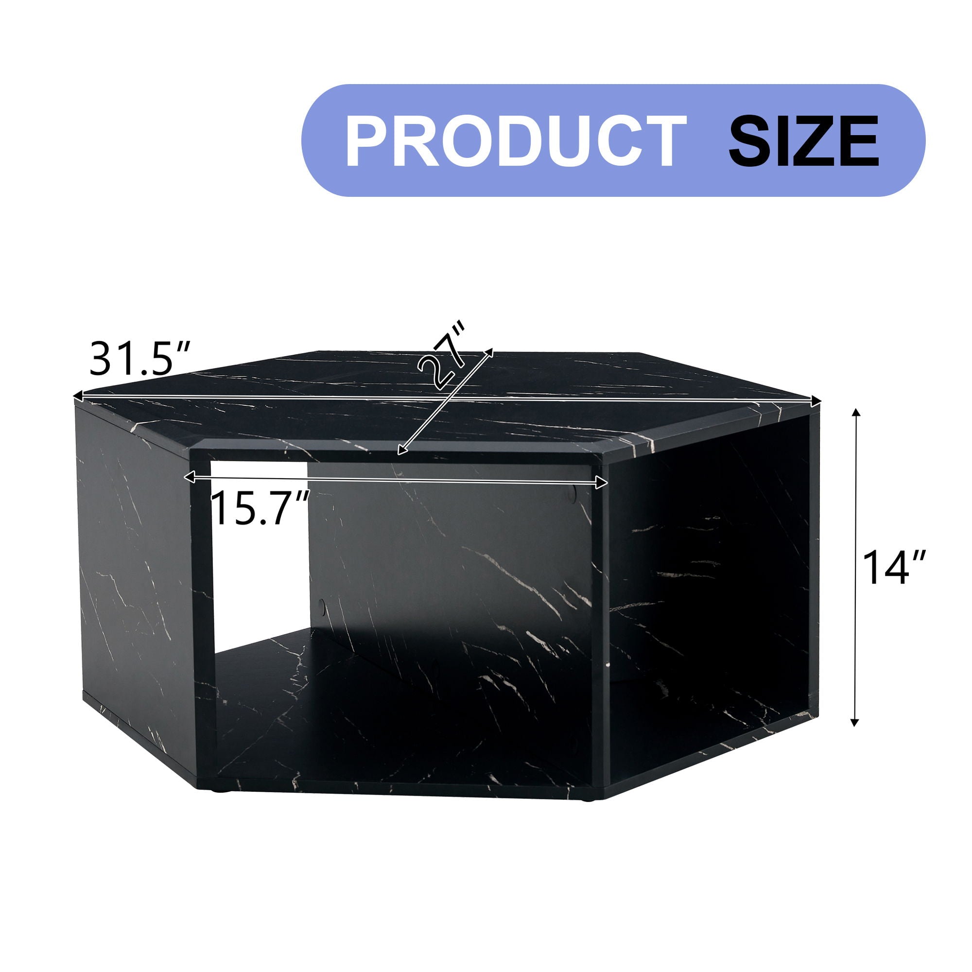 Hexagonal Coffee Table With Characteristic Pattern Stickers And Multi-Hole Design For Extra Storage