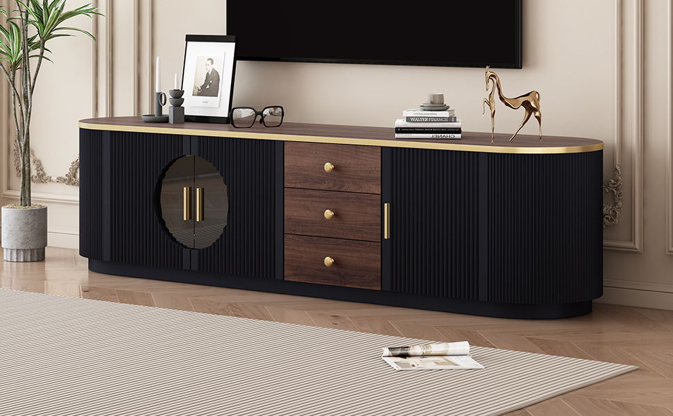 Modern Minimalist TV Stand For TVs Up To 80" With 3 Drawers And 1 Shelf