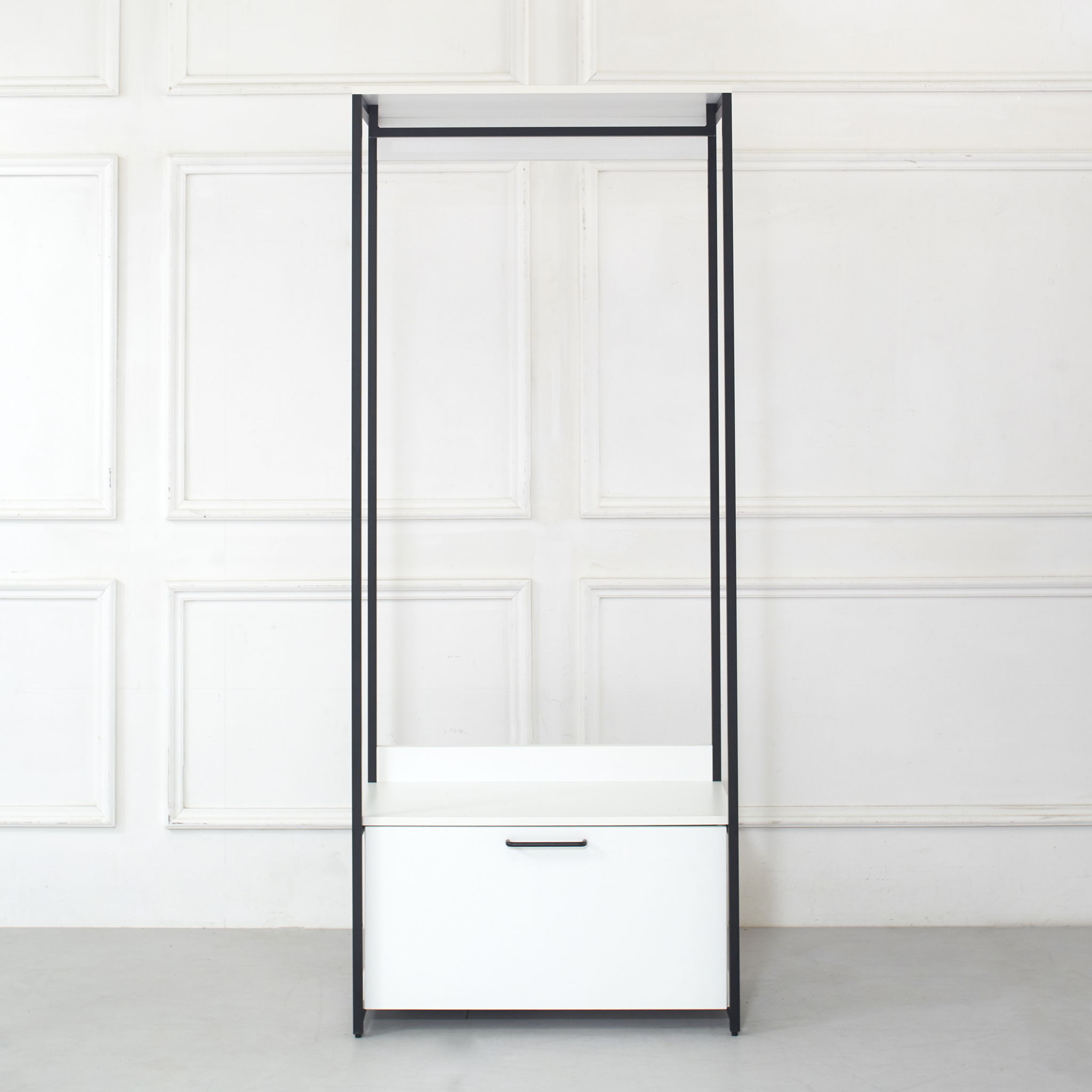 Fiona - Contemporary Wood And Metal Walk In Closet With Drawers