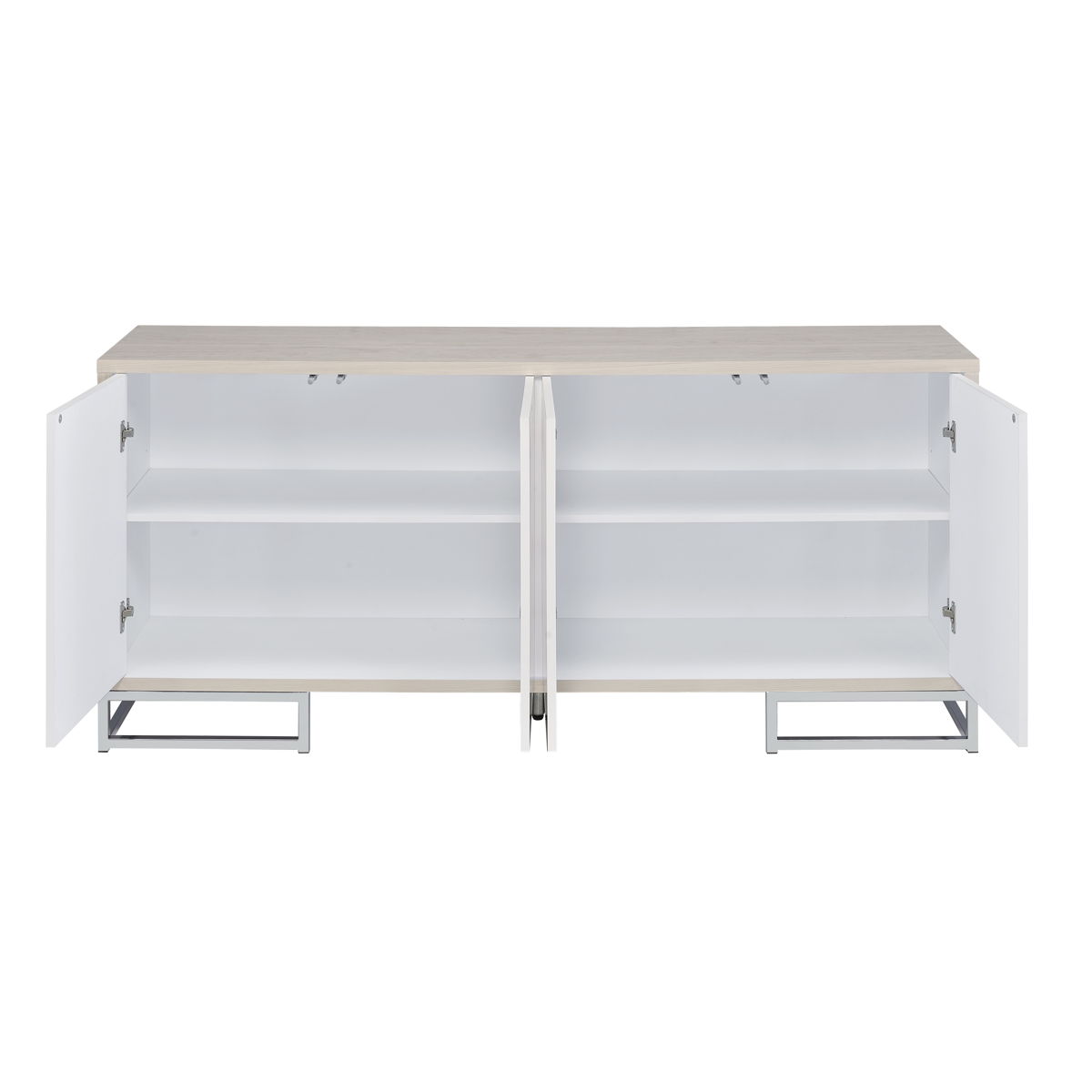 Panos - Console Cabinet - White Marcle / Chrome