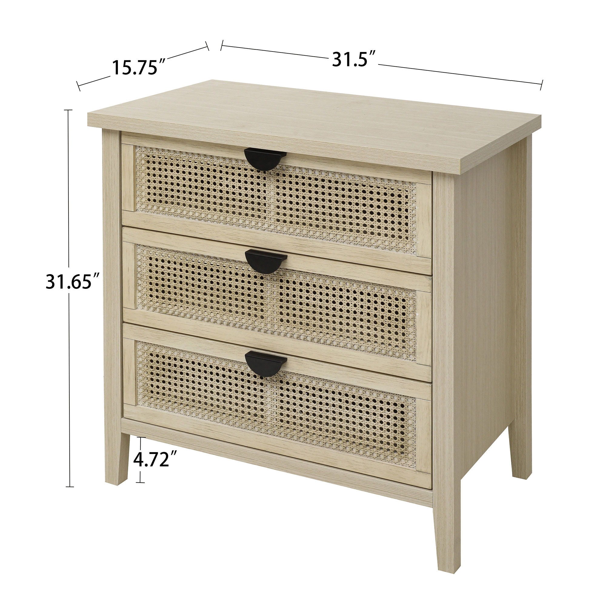 3 Drawer Cabinet, Suitable For Bedroom - Natural