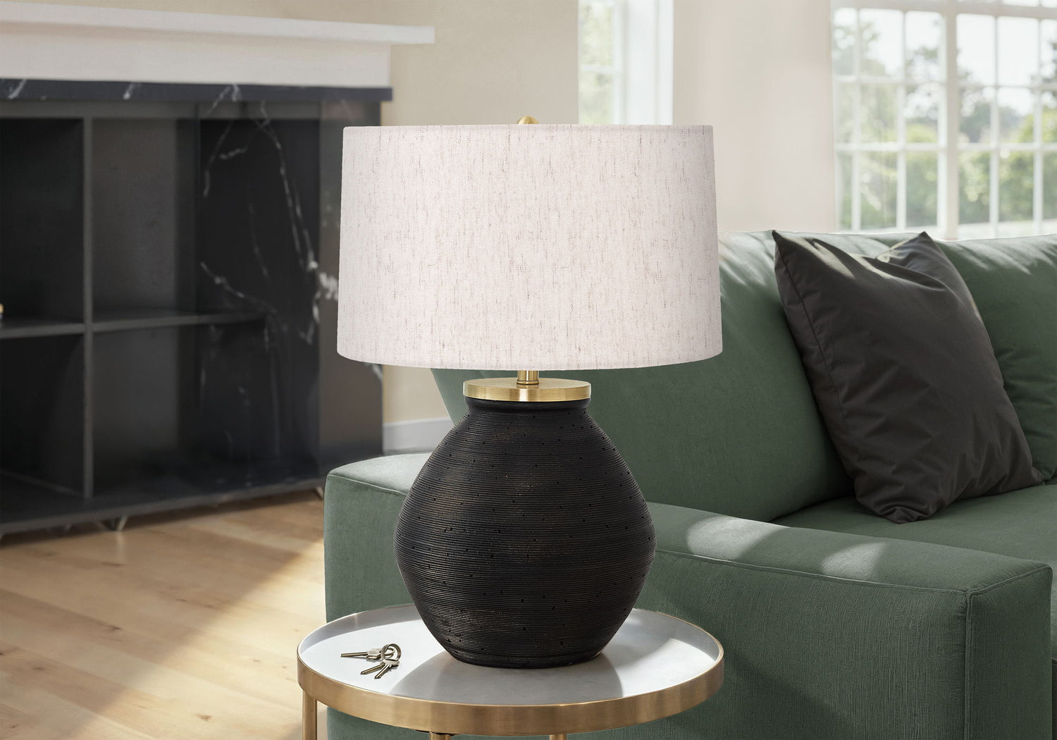 Lighting, Table Lamp, Concrete, Contemporary - Black / Cream