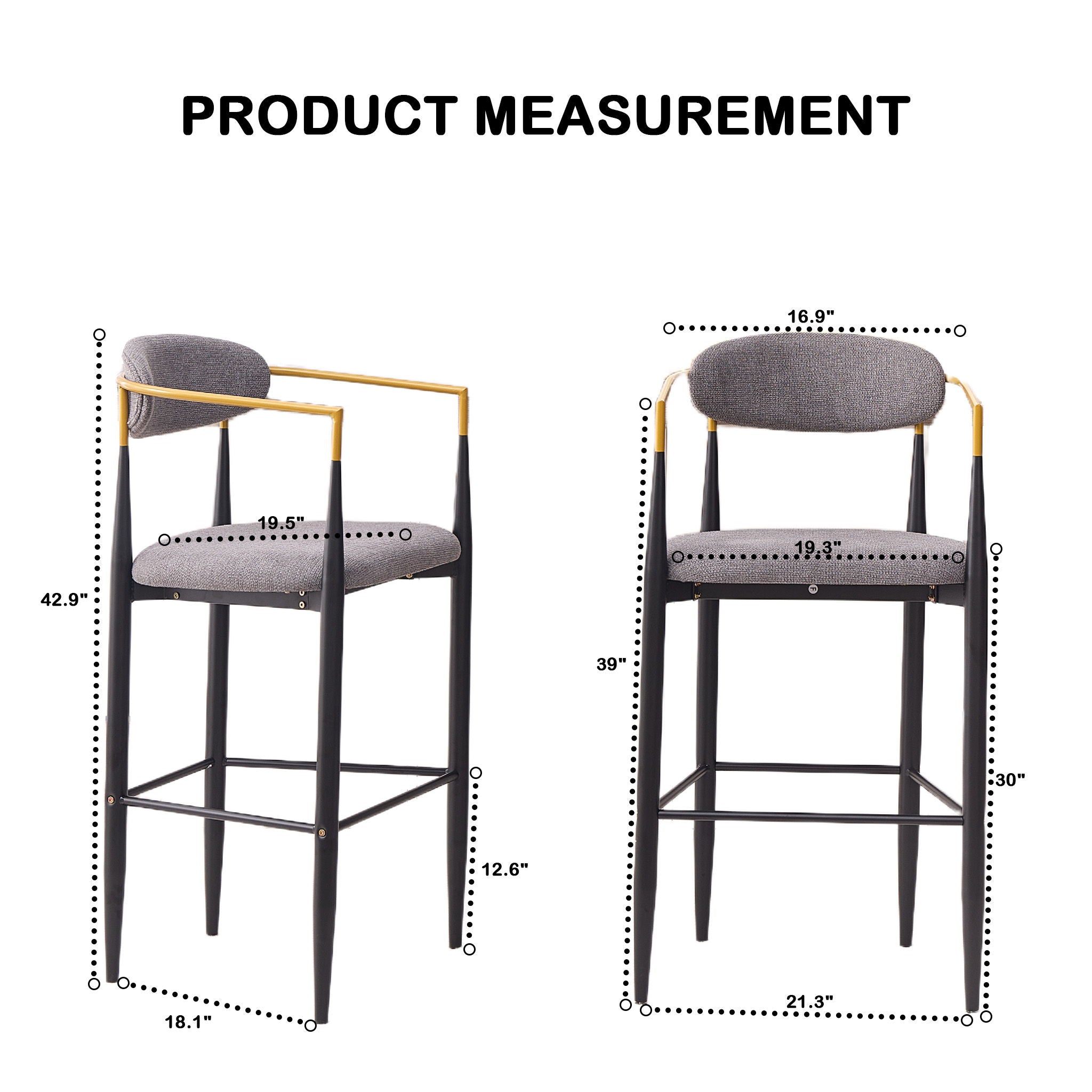 Upholstered Bar Stool With Ergonomic Design (Set of 2)