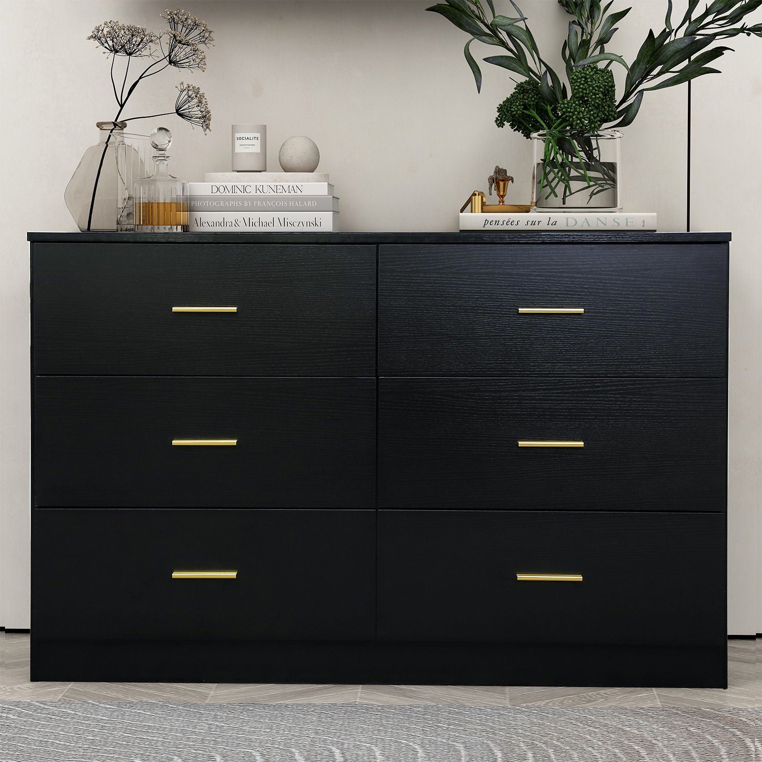 Modern 6 Drawer Dresser For Bedroom, Ample Storage Wide Chest Of Drawers, Sturdy & Safe