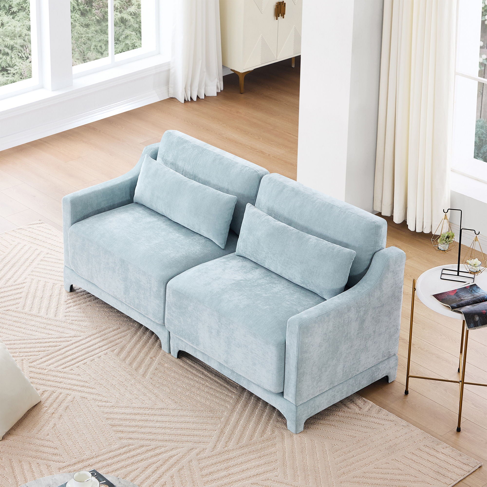 Elegant Sofa With Ergonomic Design And Lumbar Pillows