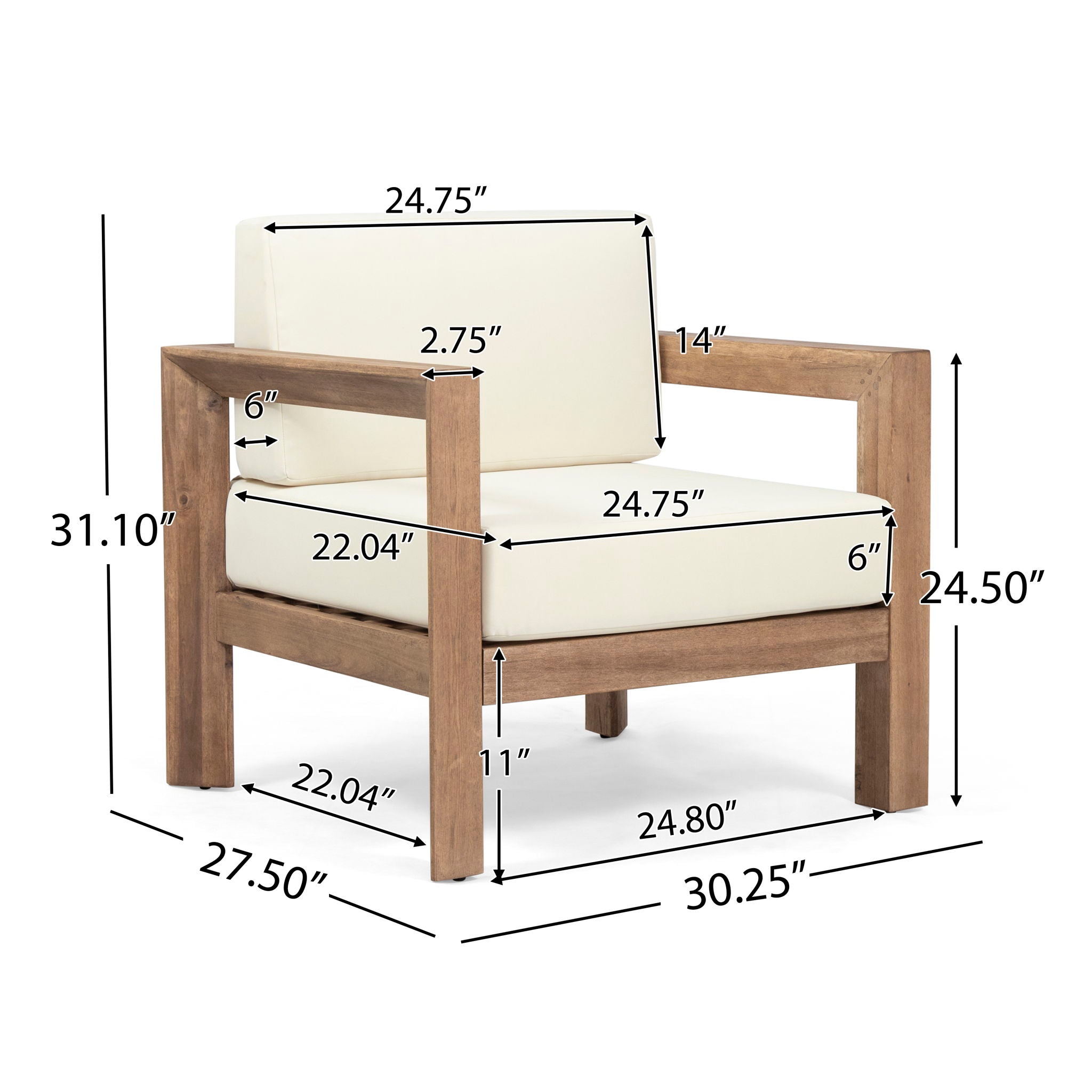 Outdoor Club Chair With Cushion And A Shape Legs - Beige