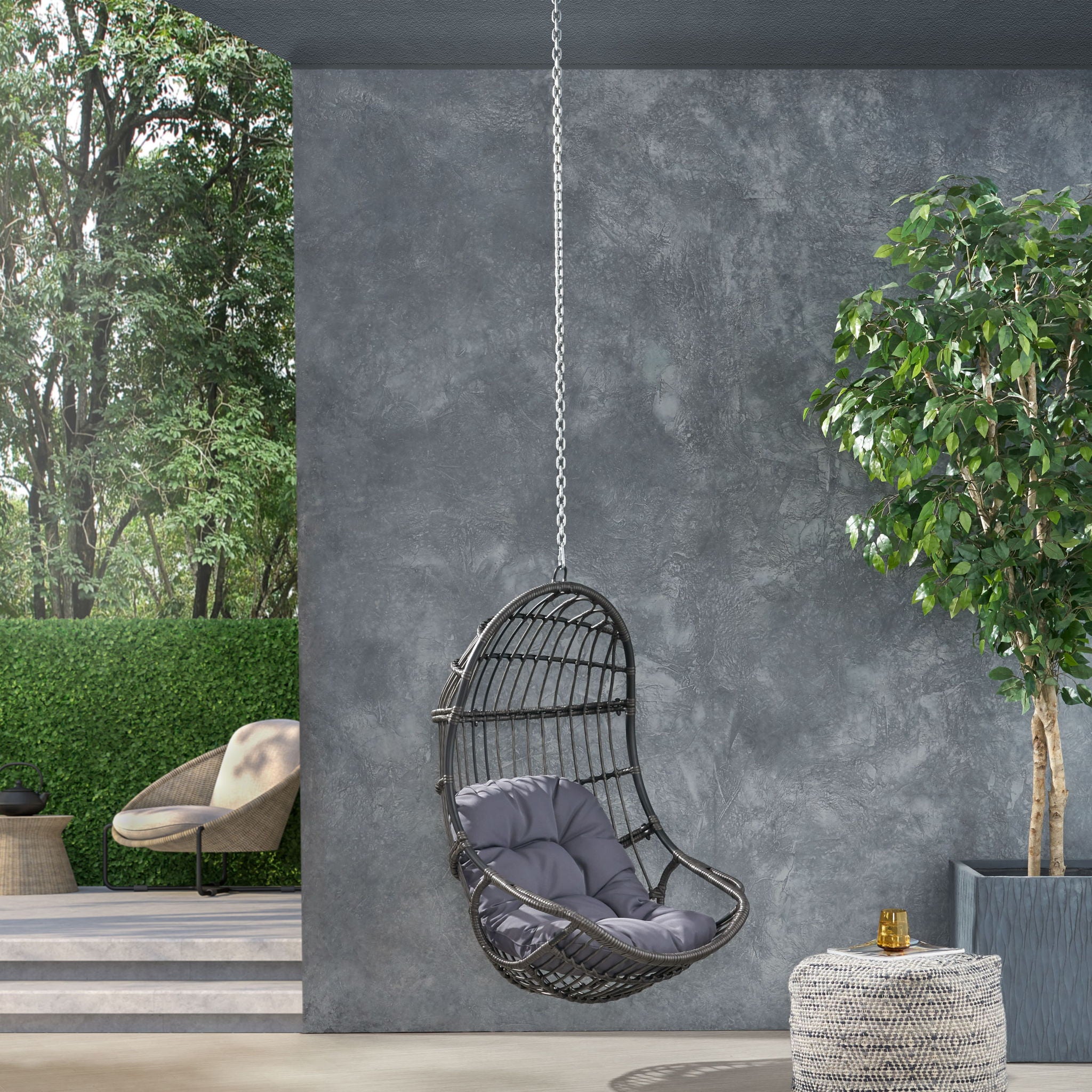 Richards - Outdoor / Indoor Wicker Hanging Chair - Gray