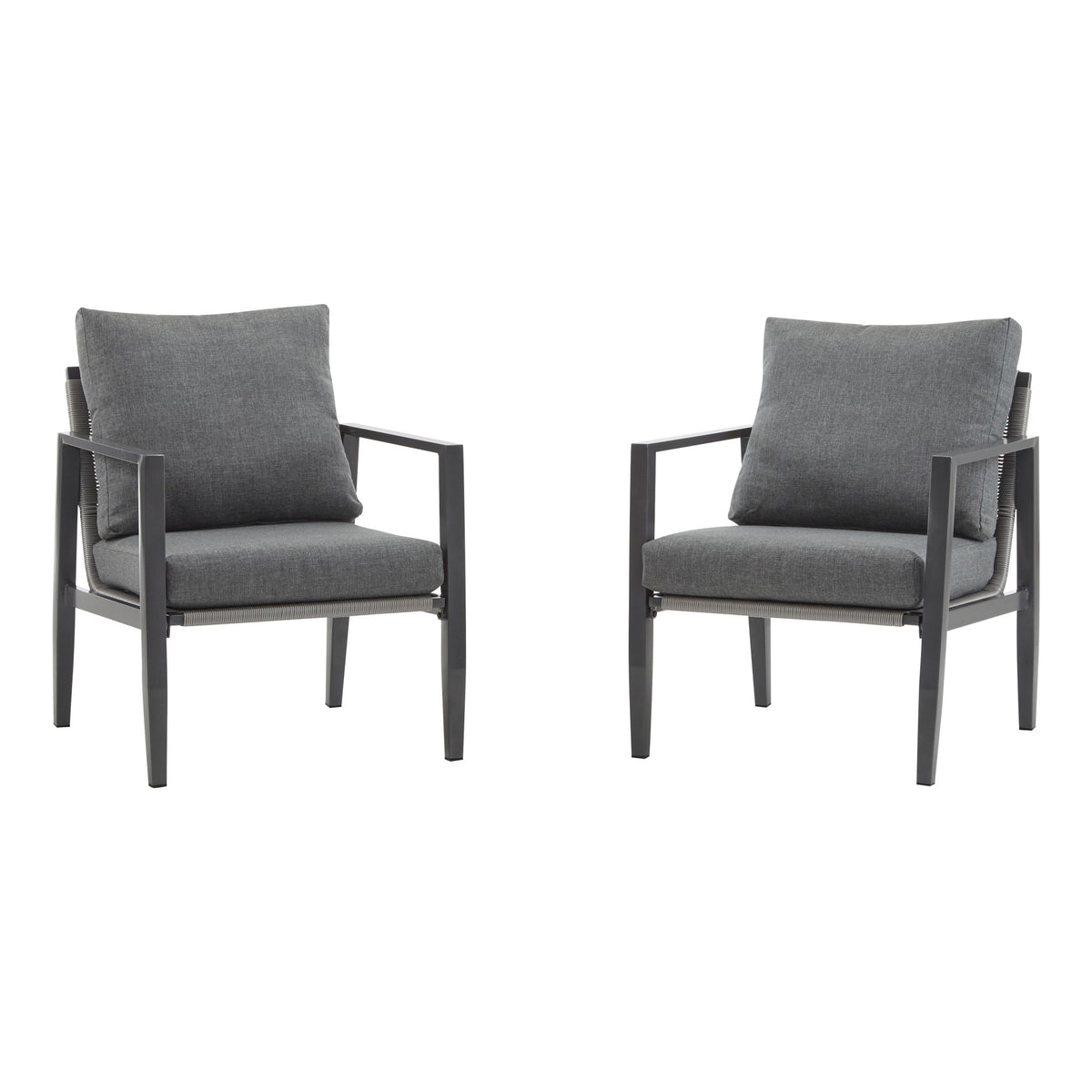 Modern Lounge Chair With Rope Accents And Cushions