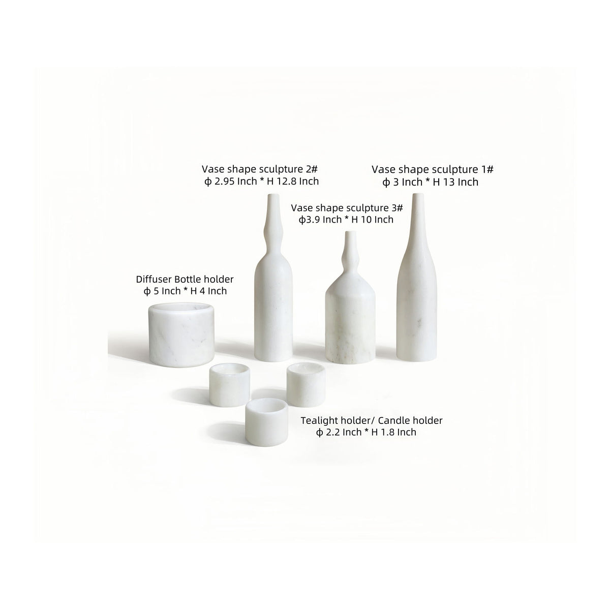 7 Pieces Luxury Natural Marble Living Room Accessories Set