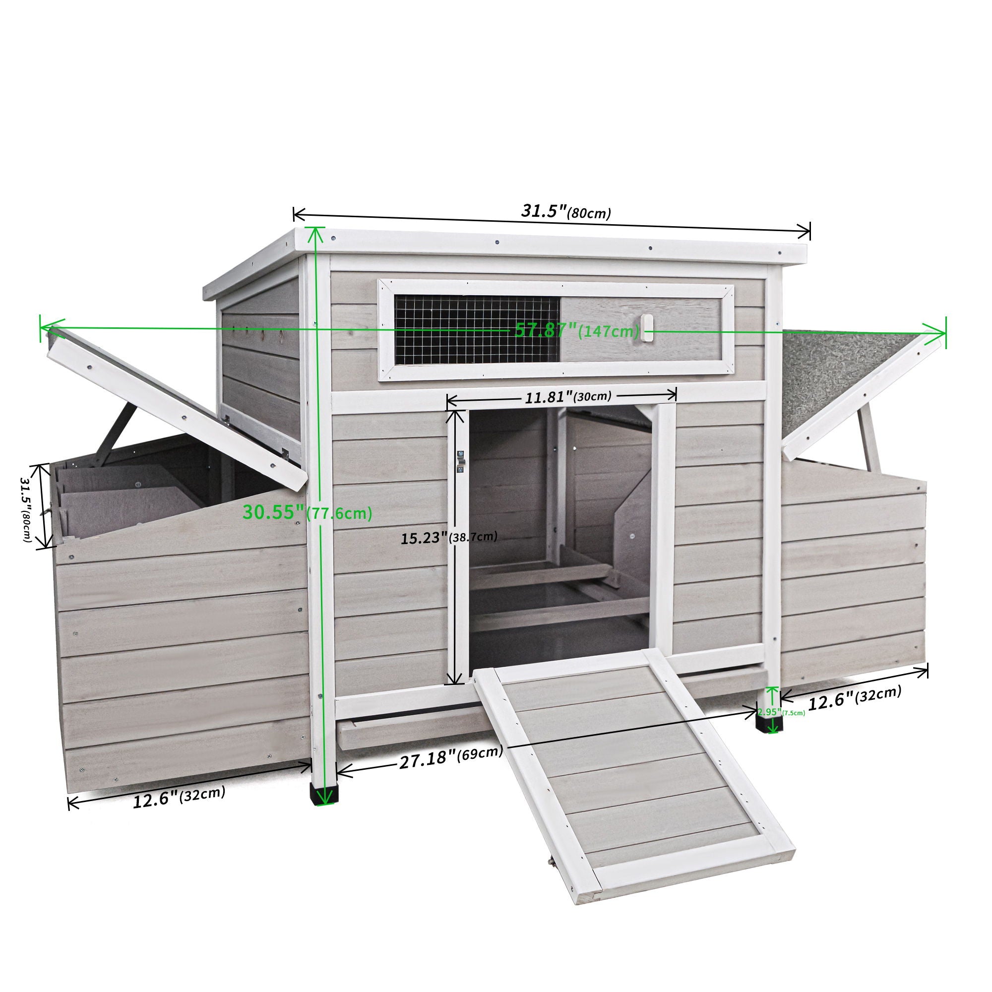 Large Chicken Coop Outdoor Hen House & Dual Nesting Boxes