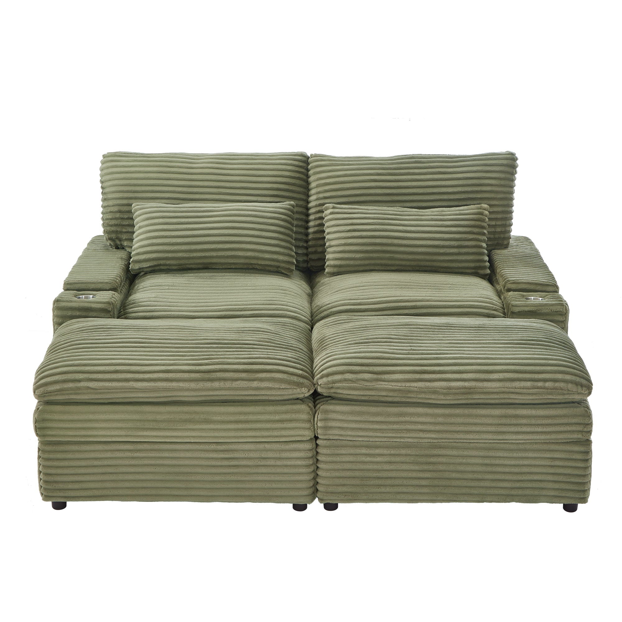 Convertible Loveseat Sofa With Storage, USB Ports, Cup Holders