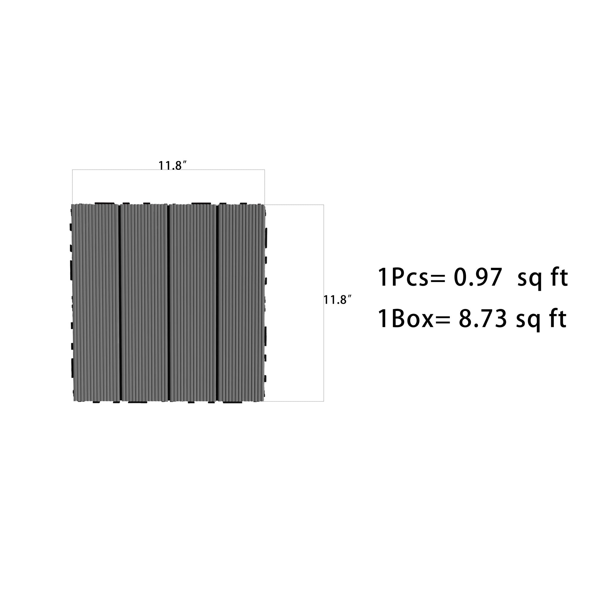 DIY Interlocking Deck Tiles Waterproof Outdoor And Indoor Flooring - Gray