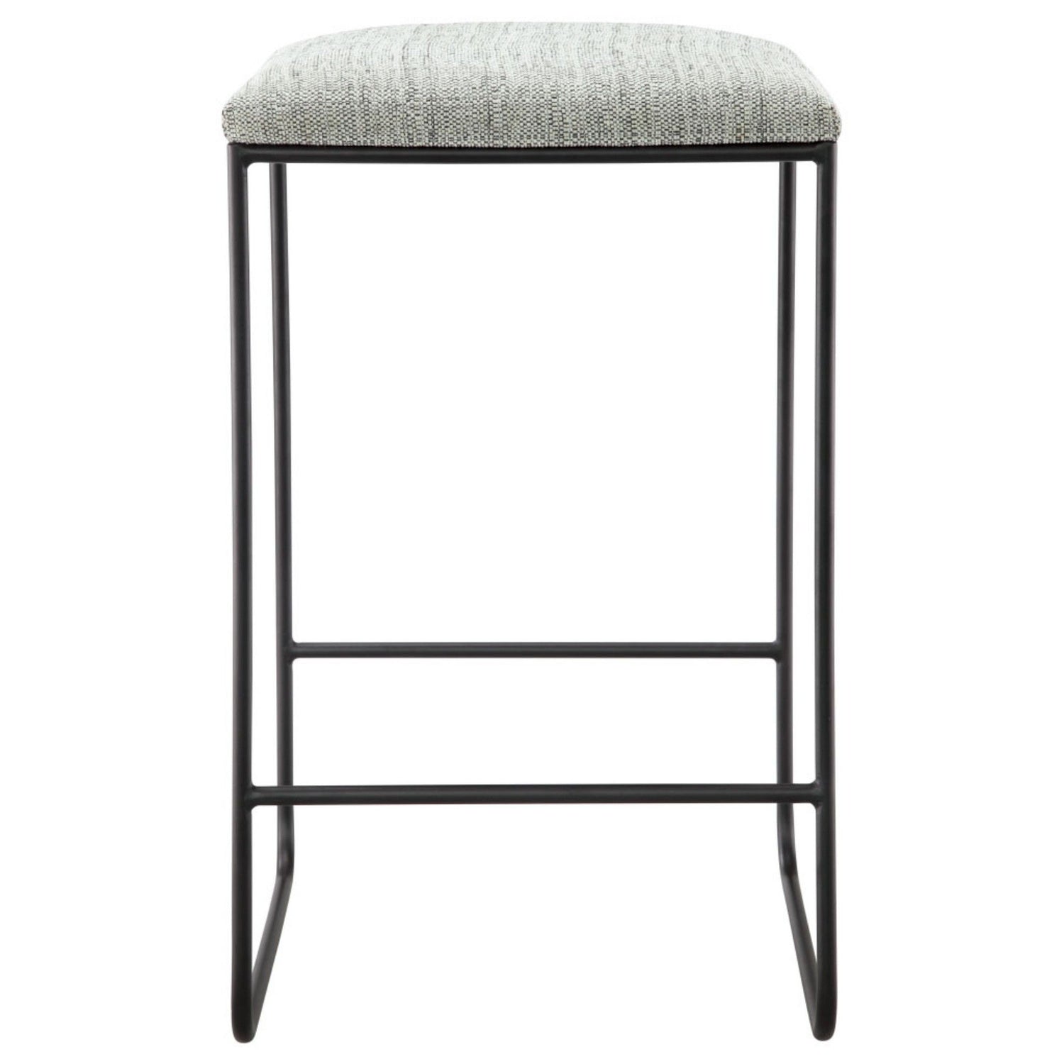 Counter Stool With Faux Linen Seat - Heathered Gray / Matte Black