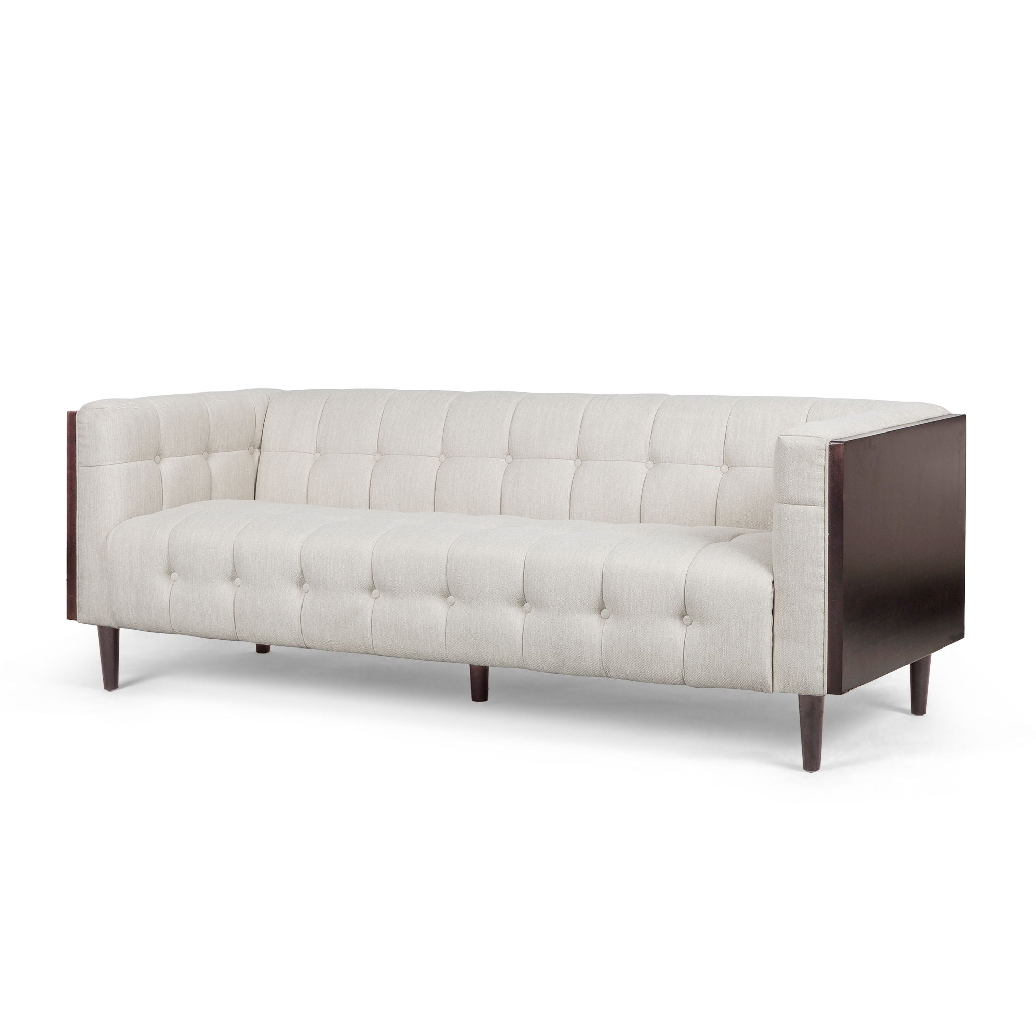 Contemporary Mid-Century Charm 3 Seater Sofa With Button Tufted Waffle Stitching