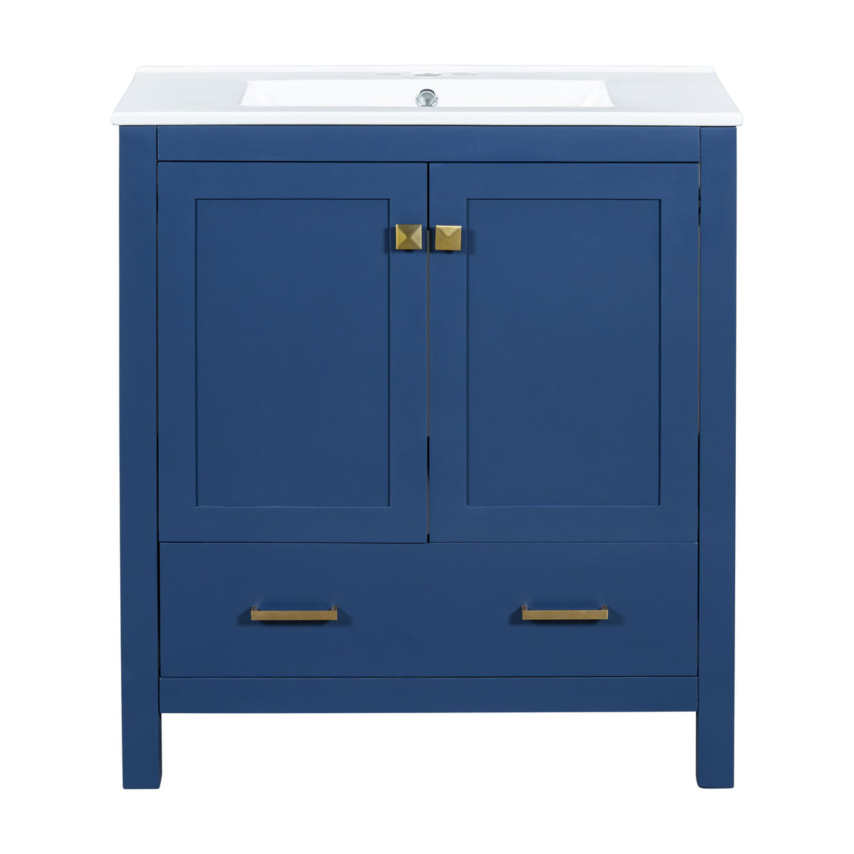 Bathroom Vanity With Single Sink, Combo Cabinet Undermount Sink, Bathroom Storage Cabinet With Two Doors And A Drawer, Soft Closing, Multifunctional Storage, Solid Wood Frame