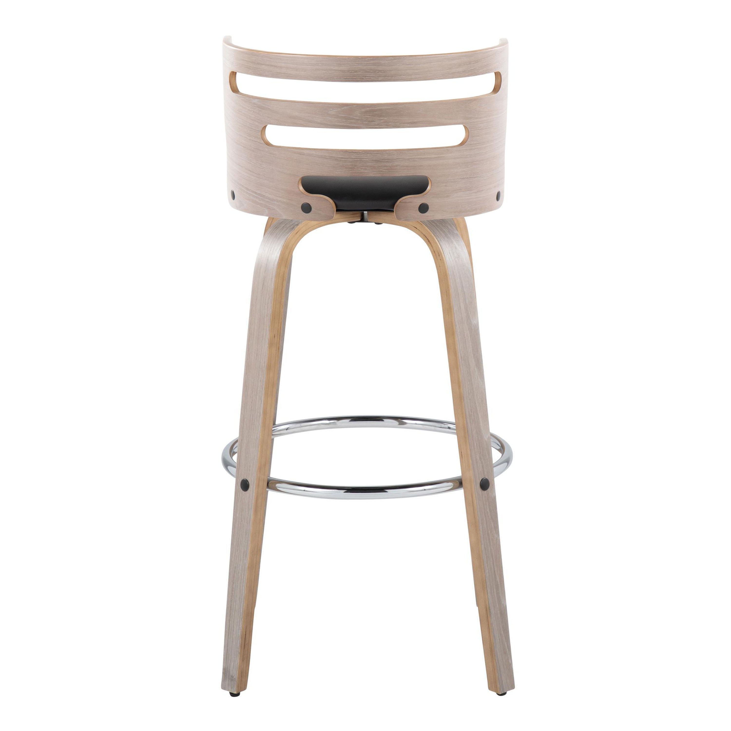 Cosini - Mid Century Modern Fixed Height, Barstool With Swivel With Round Footrest (Set of 2)