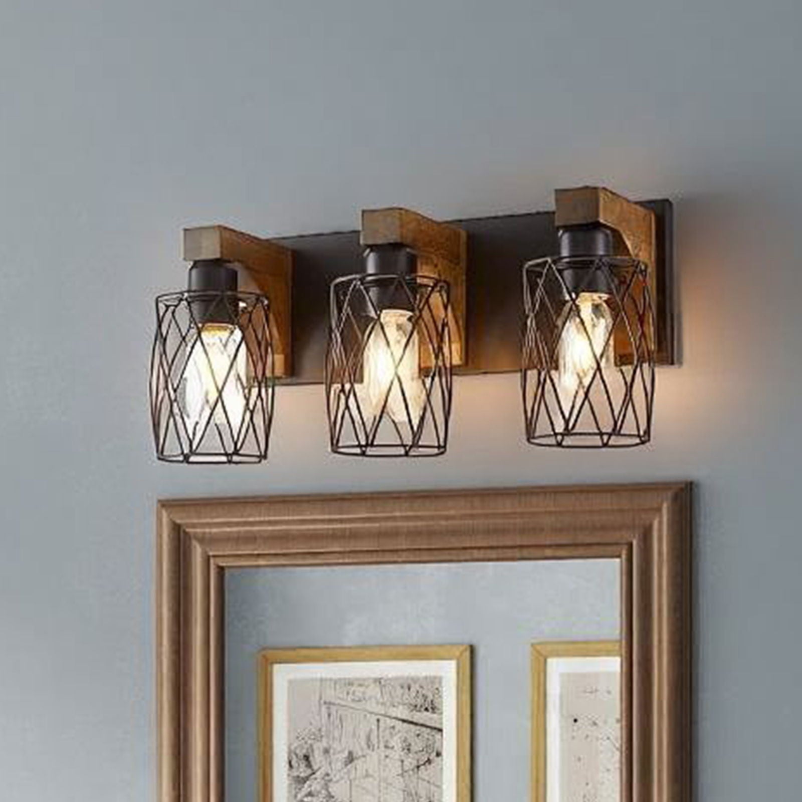 Bathroom Vanity Light, Wall Sconce With Cage Shade