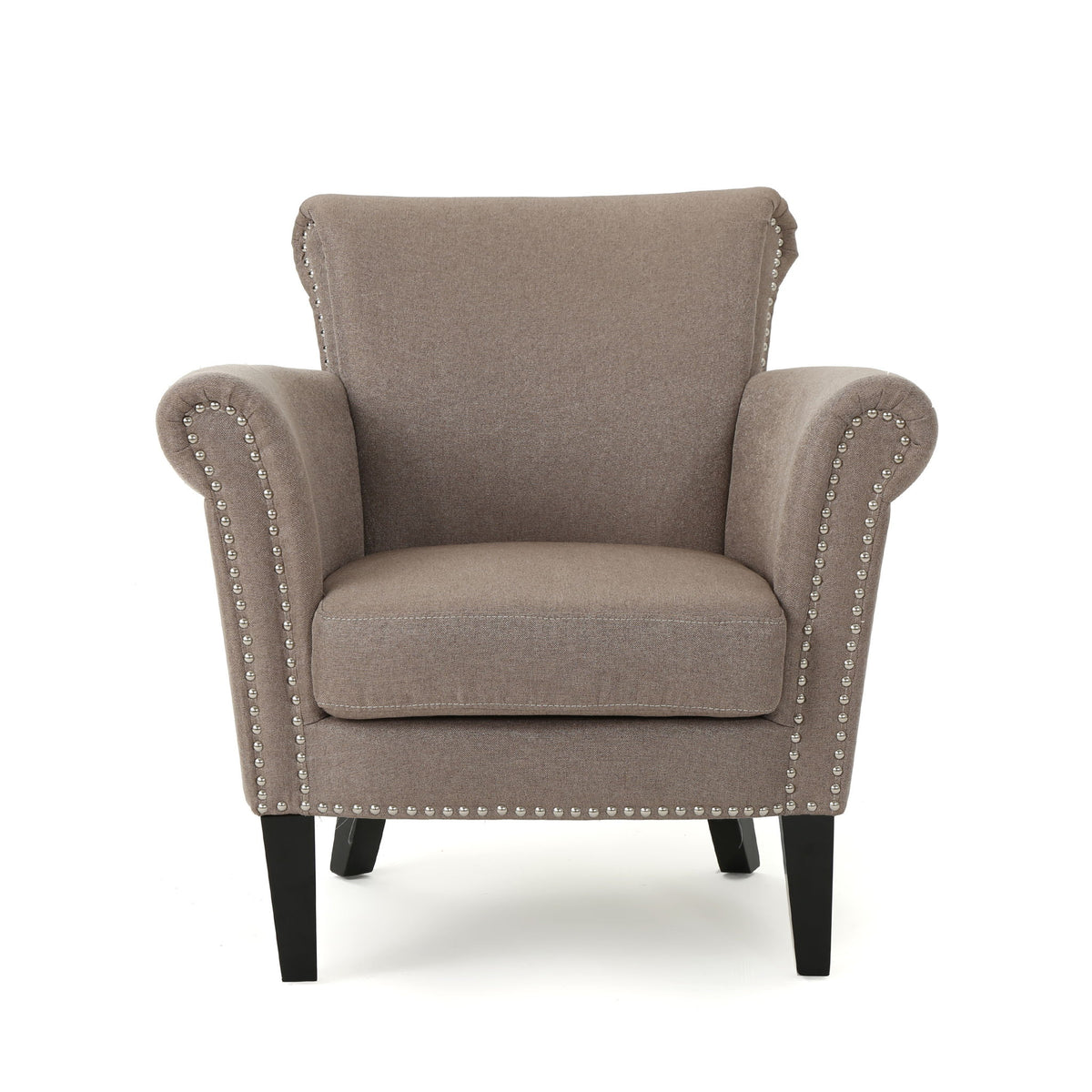 Elegant Club Chair With Nailhead Trim And Birch Wood Legs