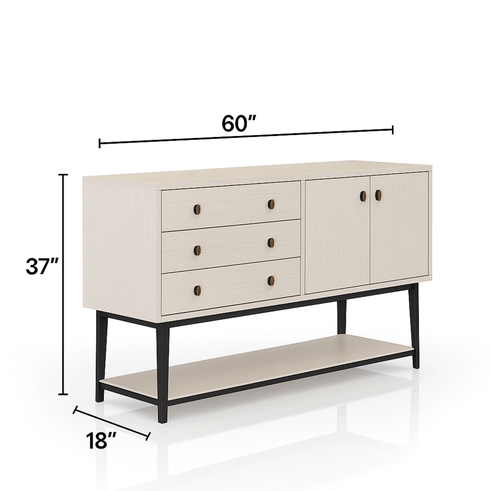 Server With Metal Base - White