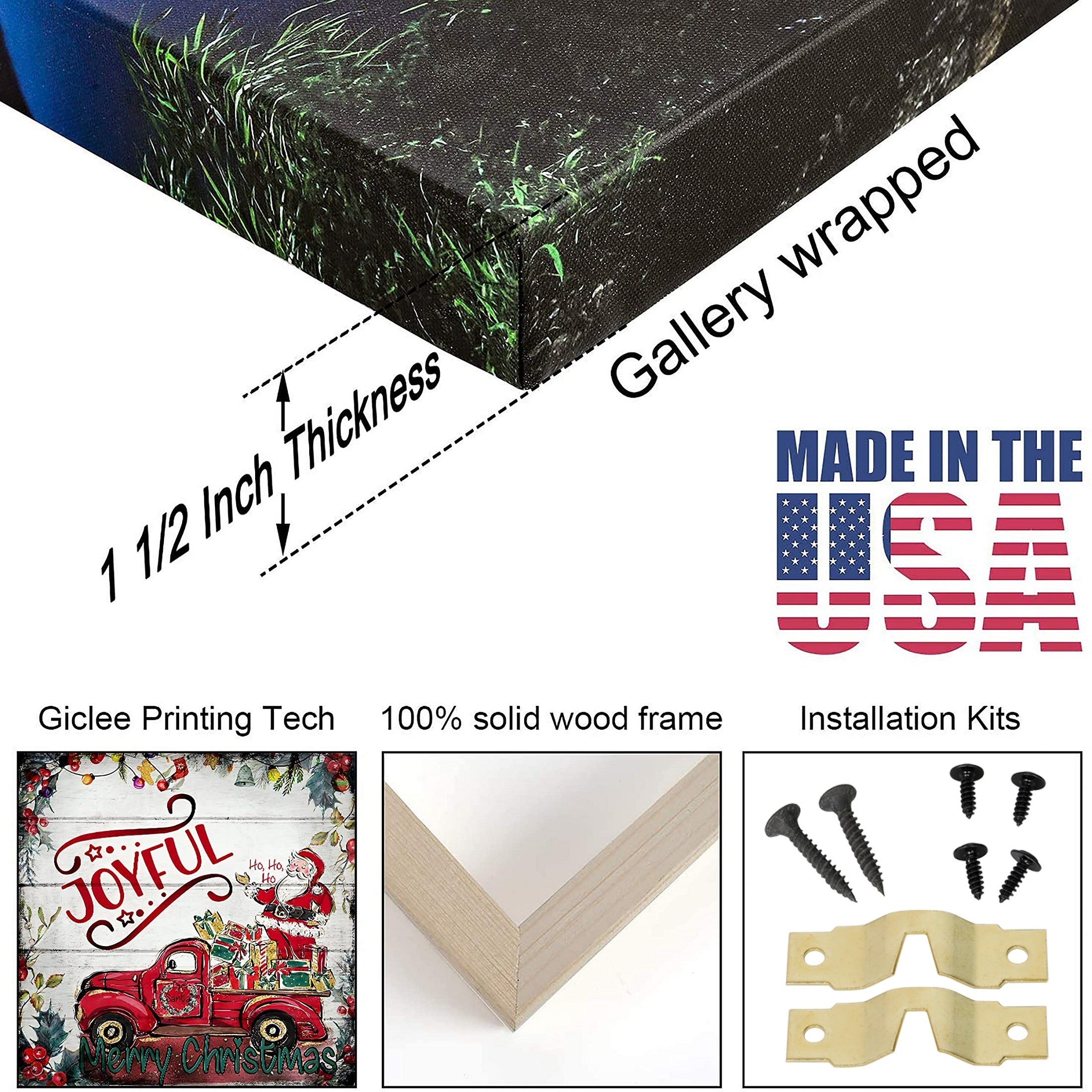 1pcs Drop-Shipping Christmas Winter Wall Art Festival Paintings Decorations Party Picutres Gift Poster for Home Wall Decor Framed-4832in- Thickness 1.5inch