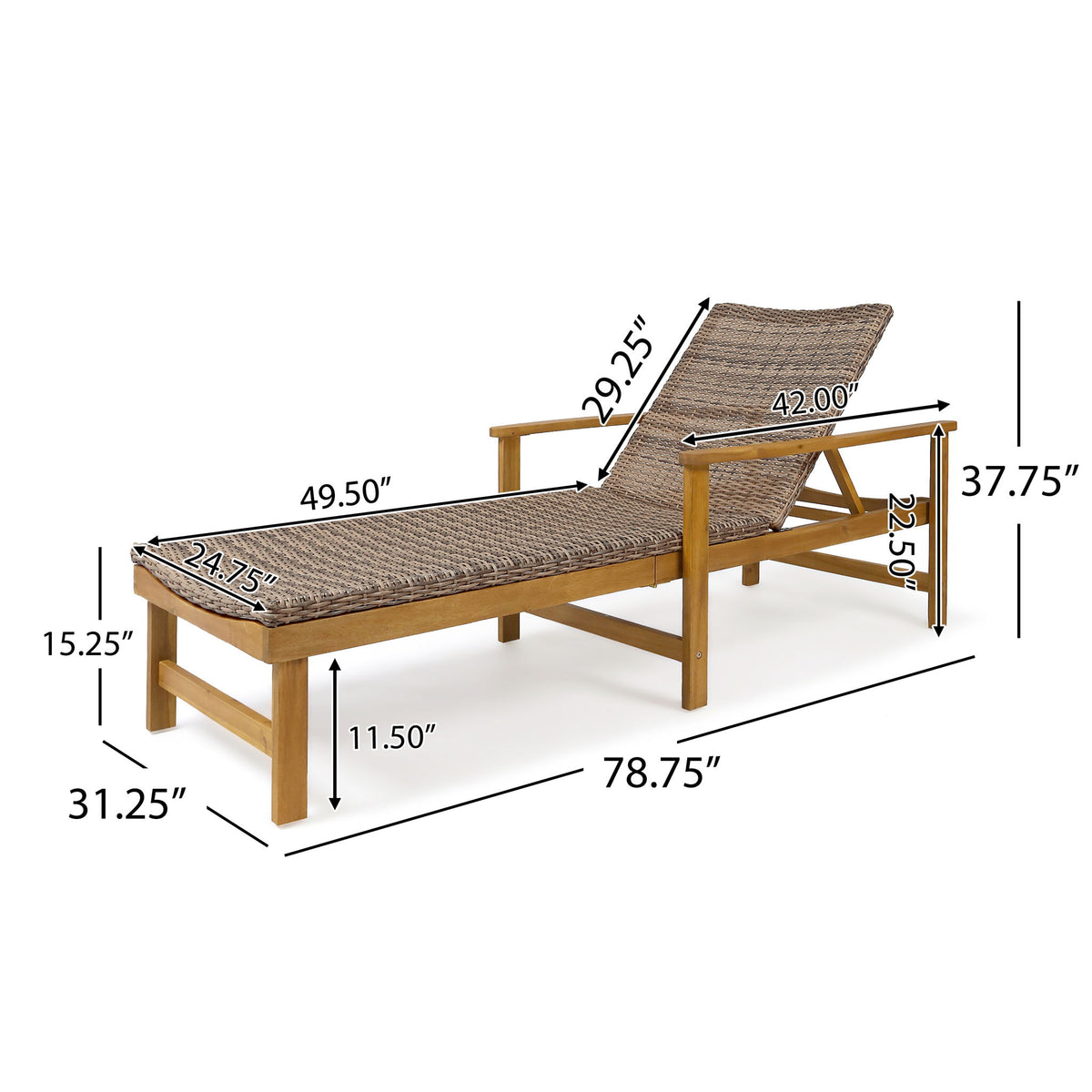 Hampton - Outdoor Chaise Lounge With Adjustable Backrest - Natural