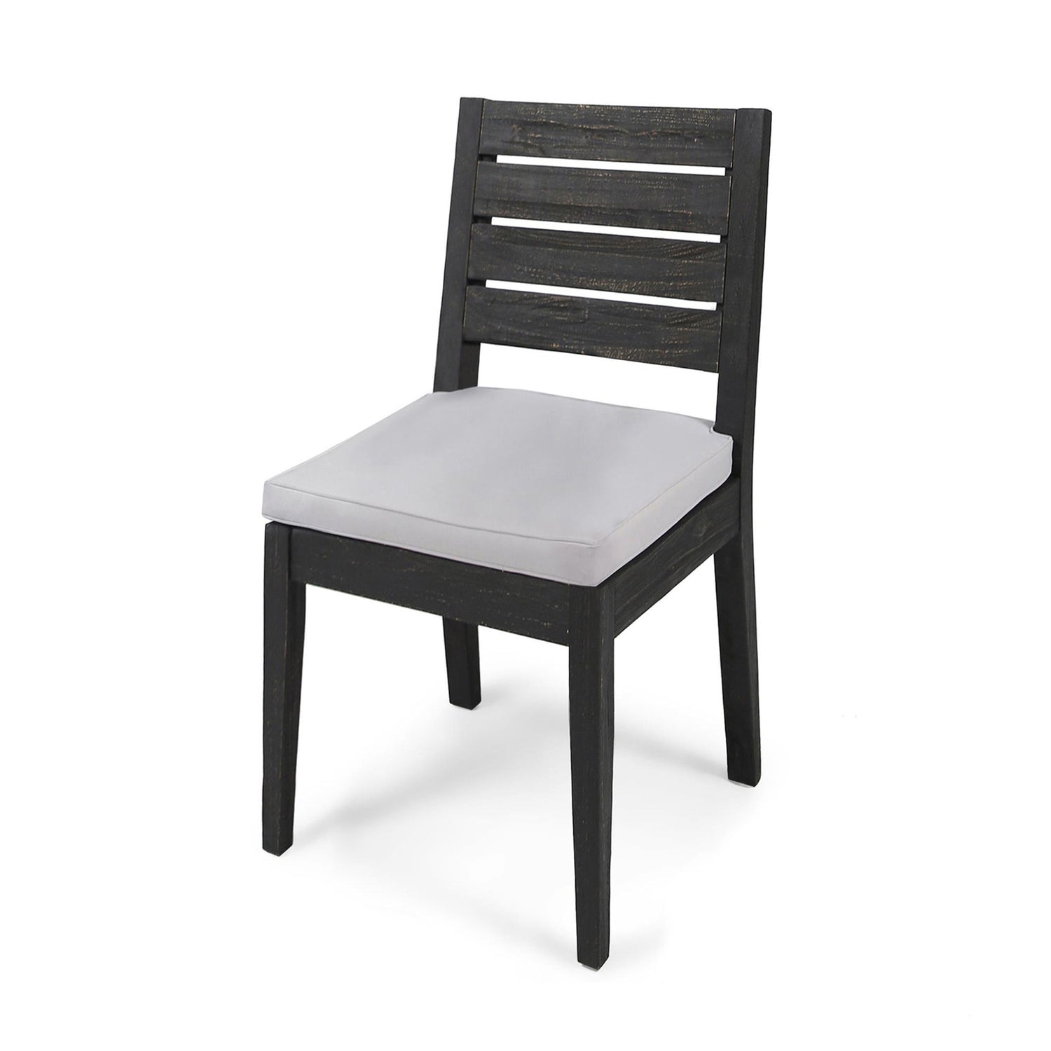 Patio Armless Dining Chair With Laid Back Slat Panel Design - Light Gray