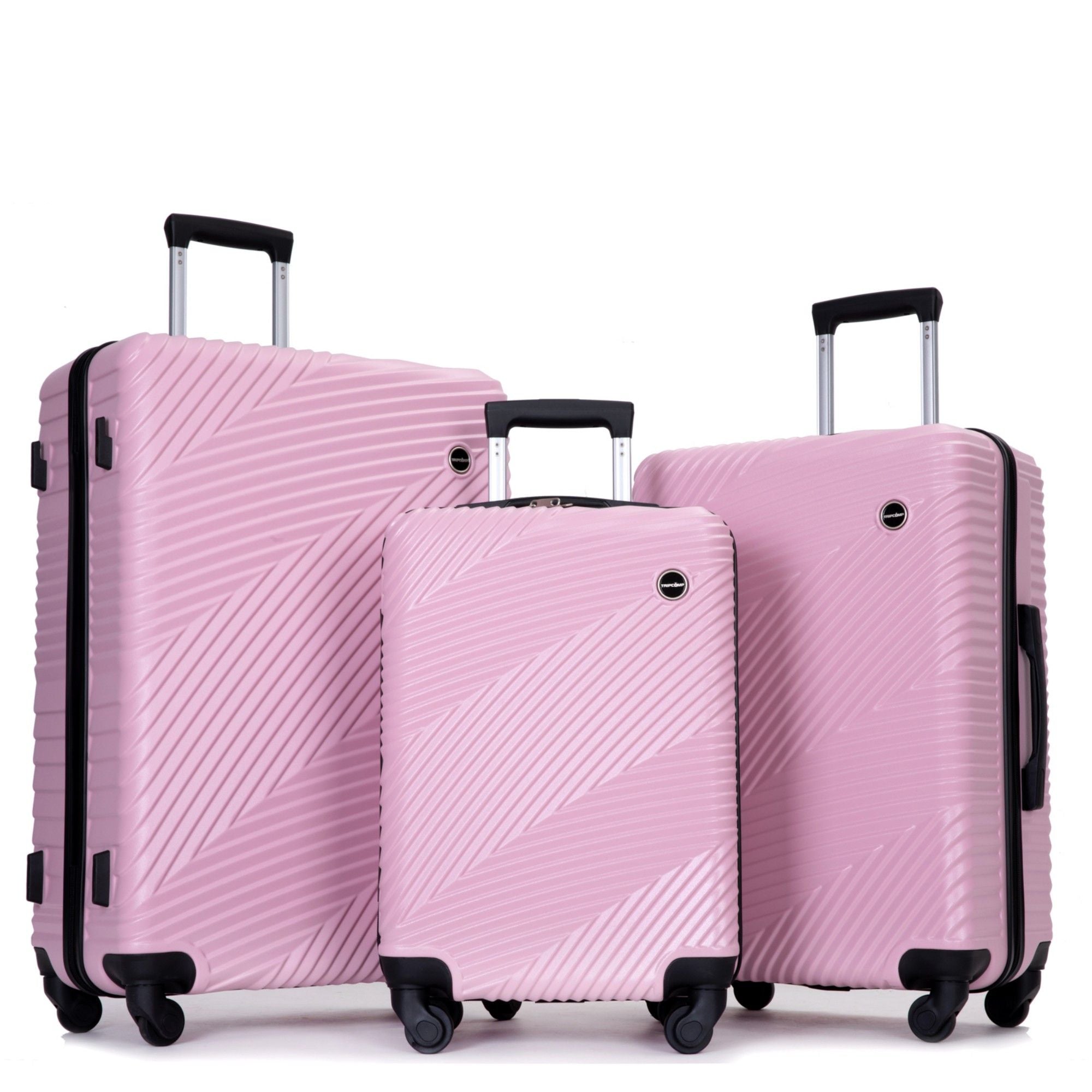 3 Piece Luggage Sets Lightweight Suitcase With Two Hooks, Spinner Wheels,