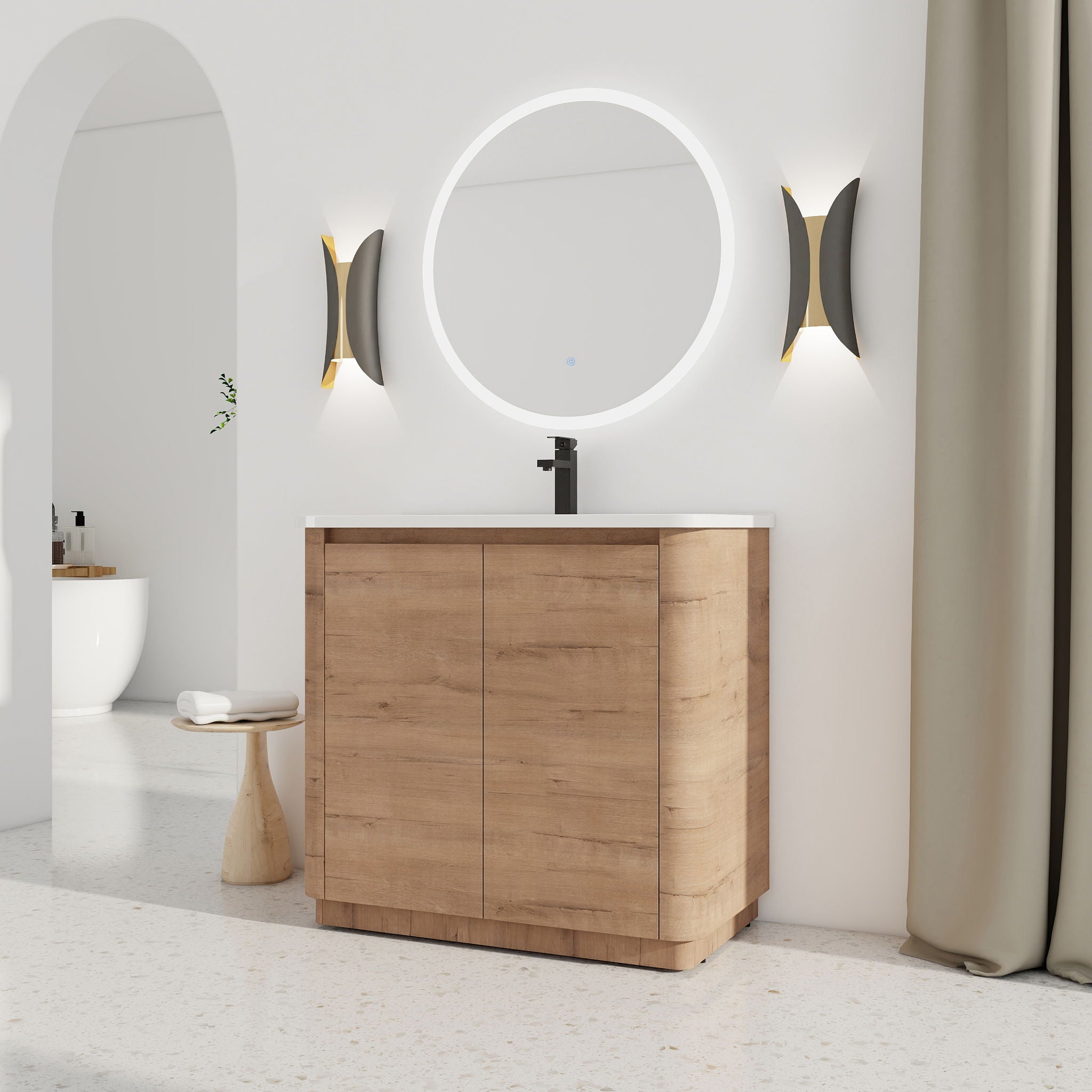 Freestanding Bathroom Vanity With Sink & 2 Soft Close Doors