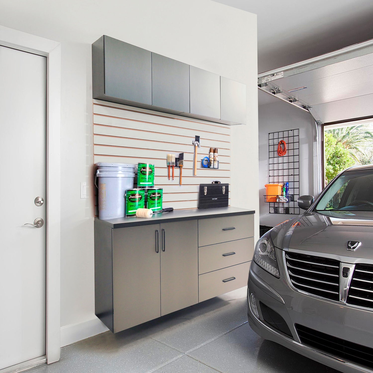 Astro Series - Garage Cabinet Set C With Soft Closing Drawers - Metallic Gray