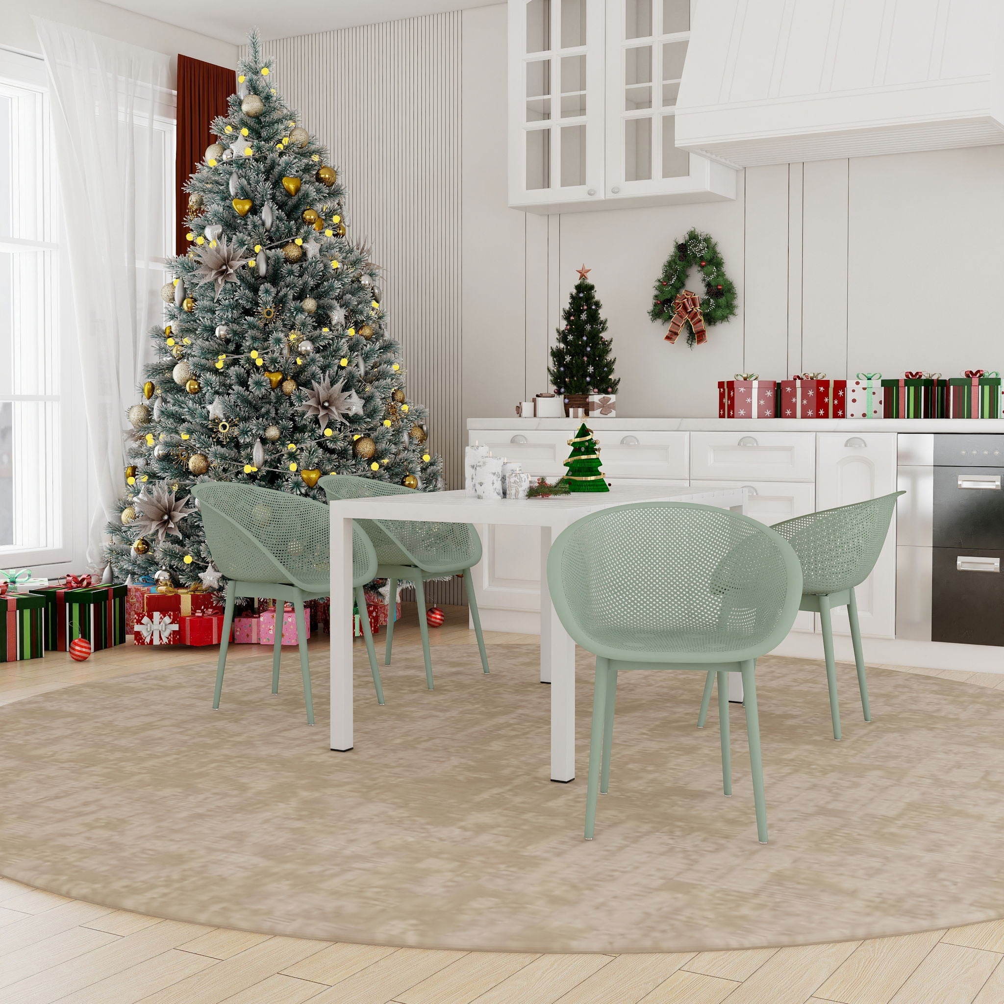 4 Pack Lounge Chair Set With Long Table