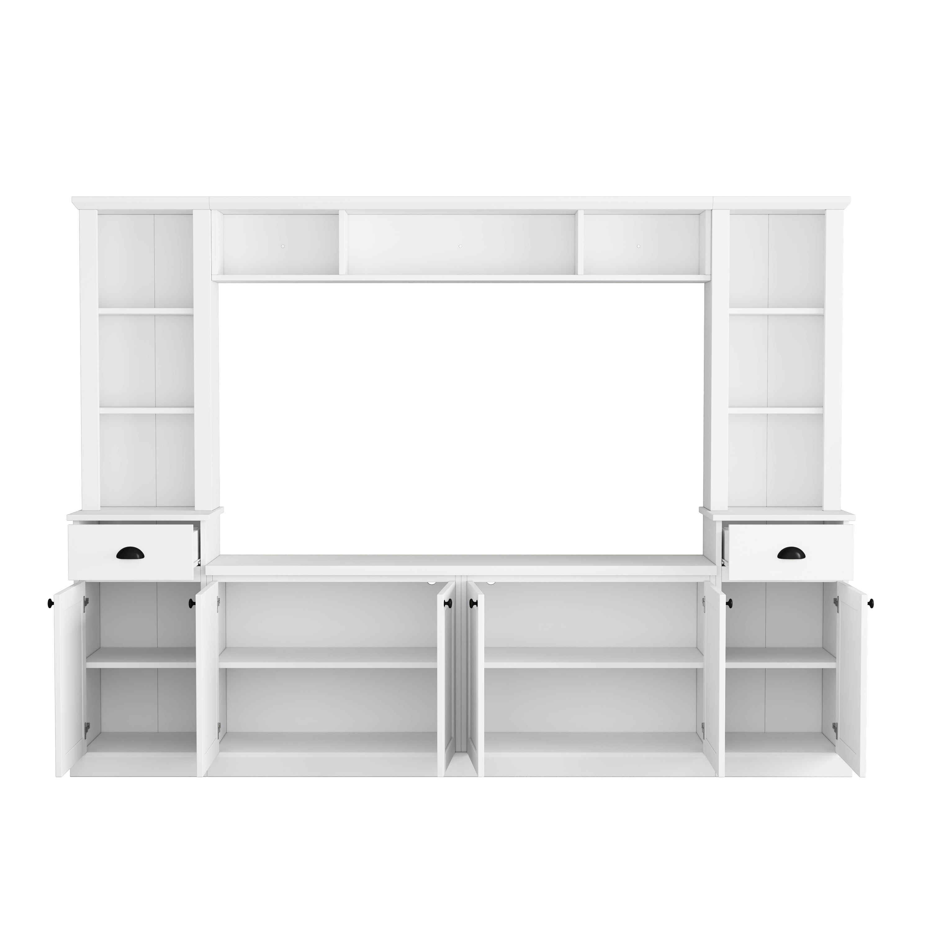 ON-TREND Minimalist Entertainment Wall Unit Set with Bridge for TVs Up to 75&