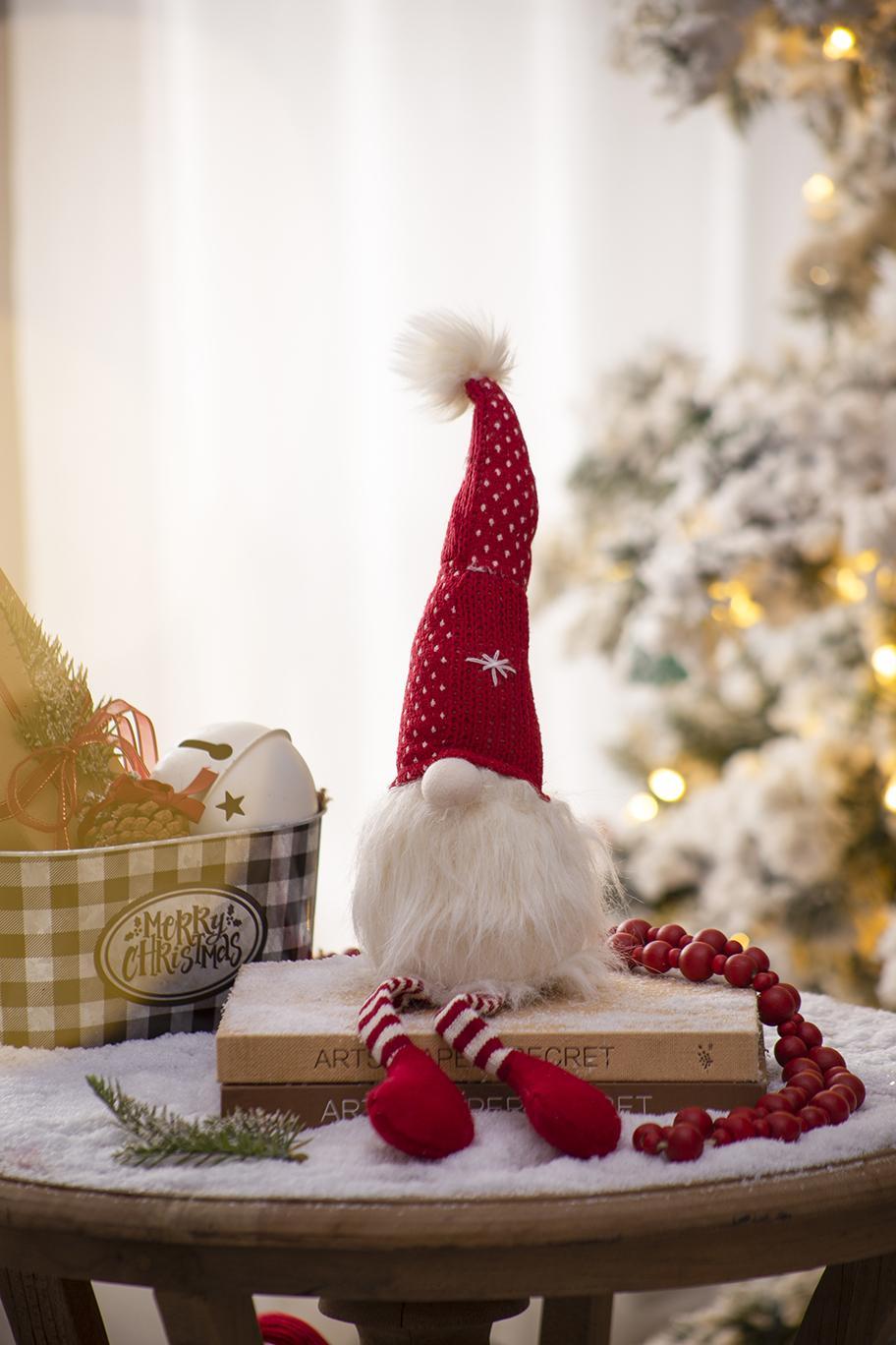 Christmas Gnomes Decorations, Christmas Table Home Ornaments For Holiday Party Gifts (Set of 2) - White / Red