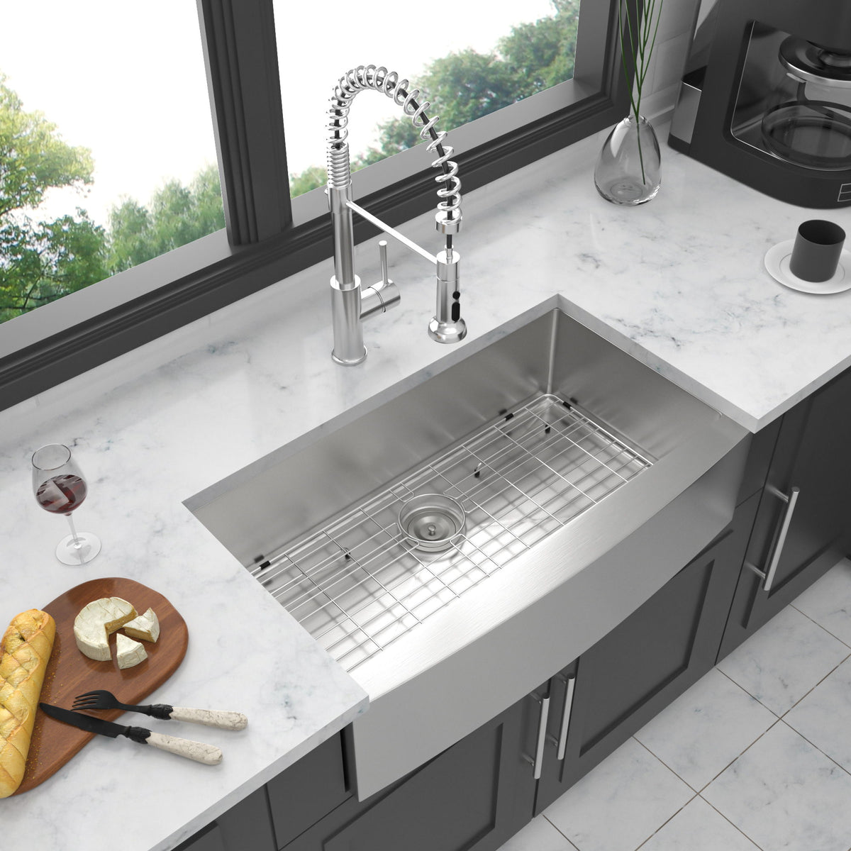 Farmhouse Kitchen Sink Stainless Steel Apron Front