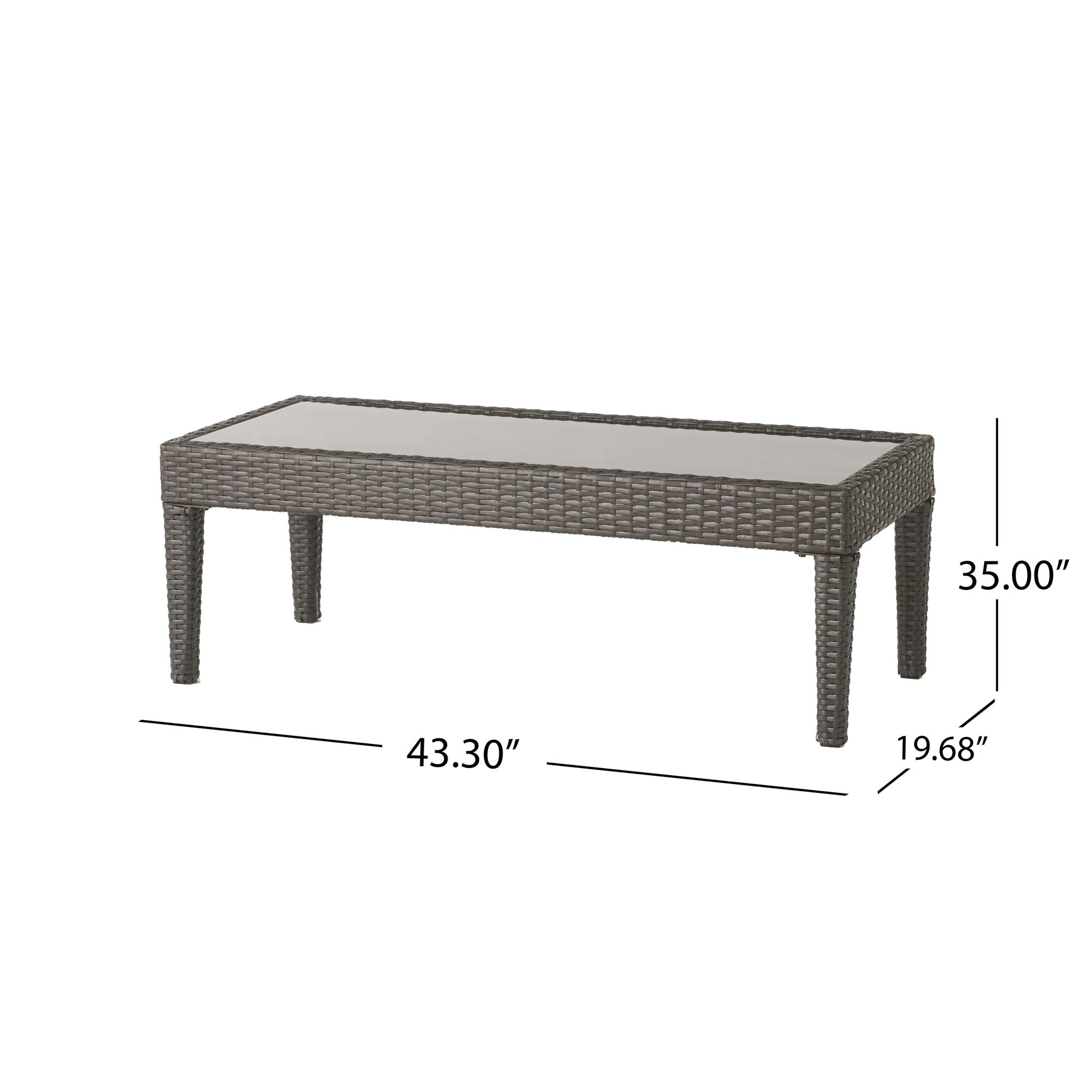 Contemporary Antibes Loveseat & Table Set Outdoor - Gray