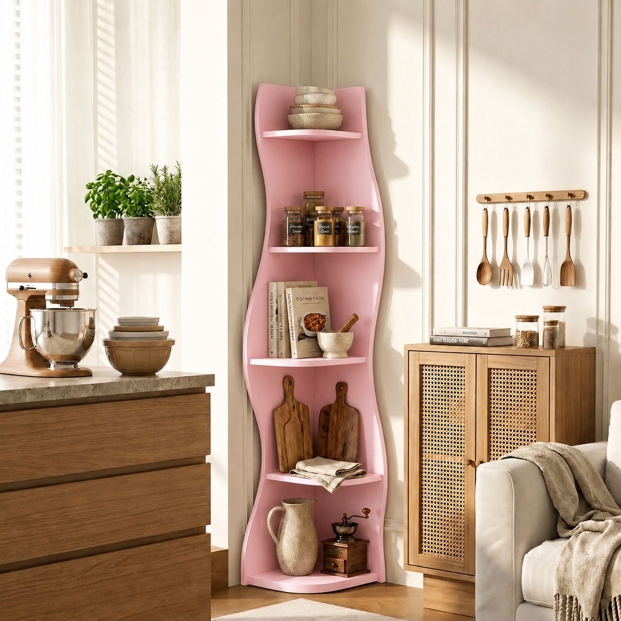 5 Tier S - Shaped Corner Shelf For Living Room