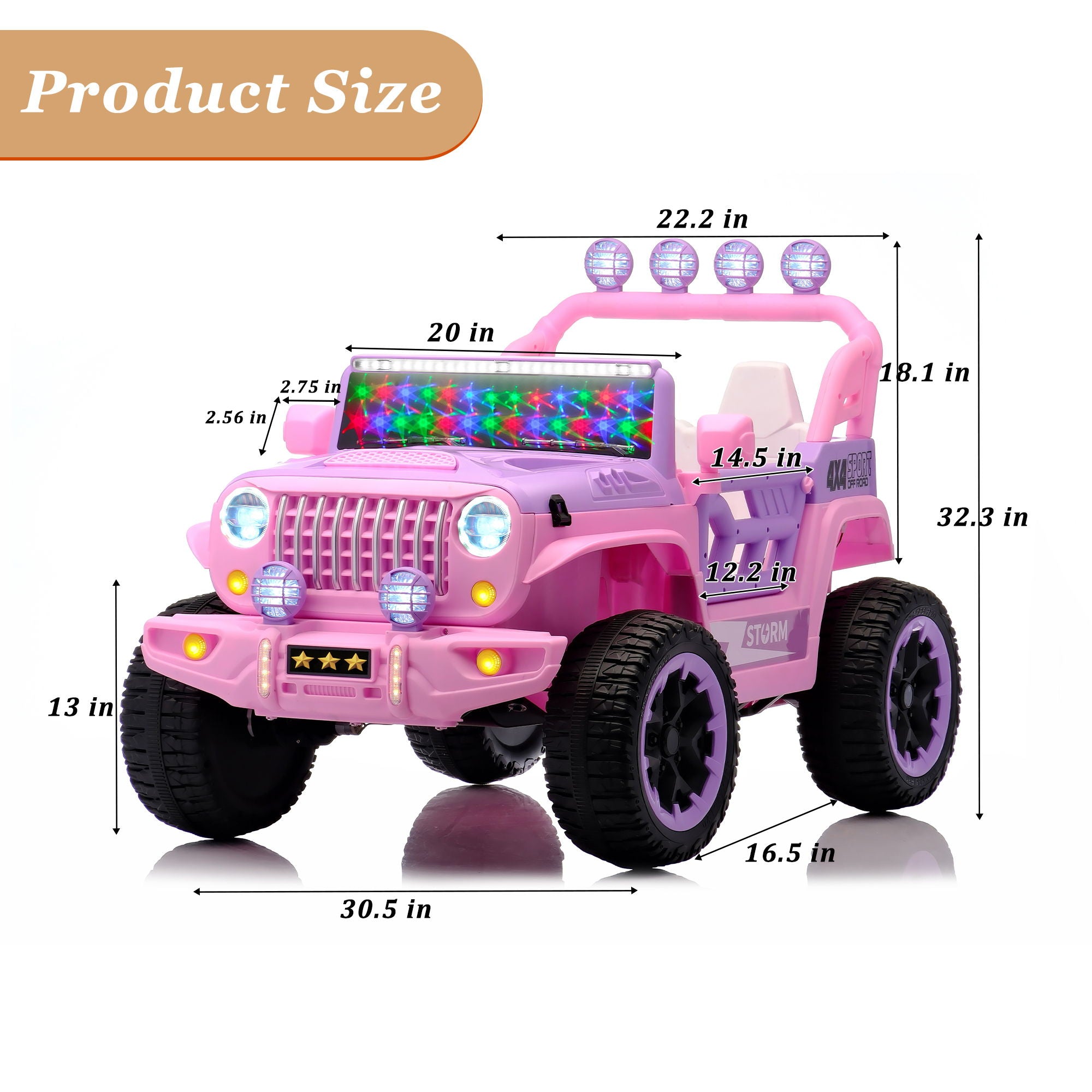 Electric Car With Remote Control, Colorful LED Lights, USB & MP3