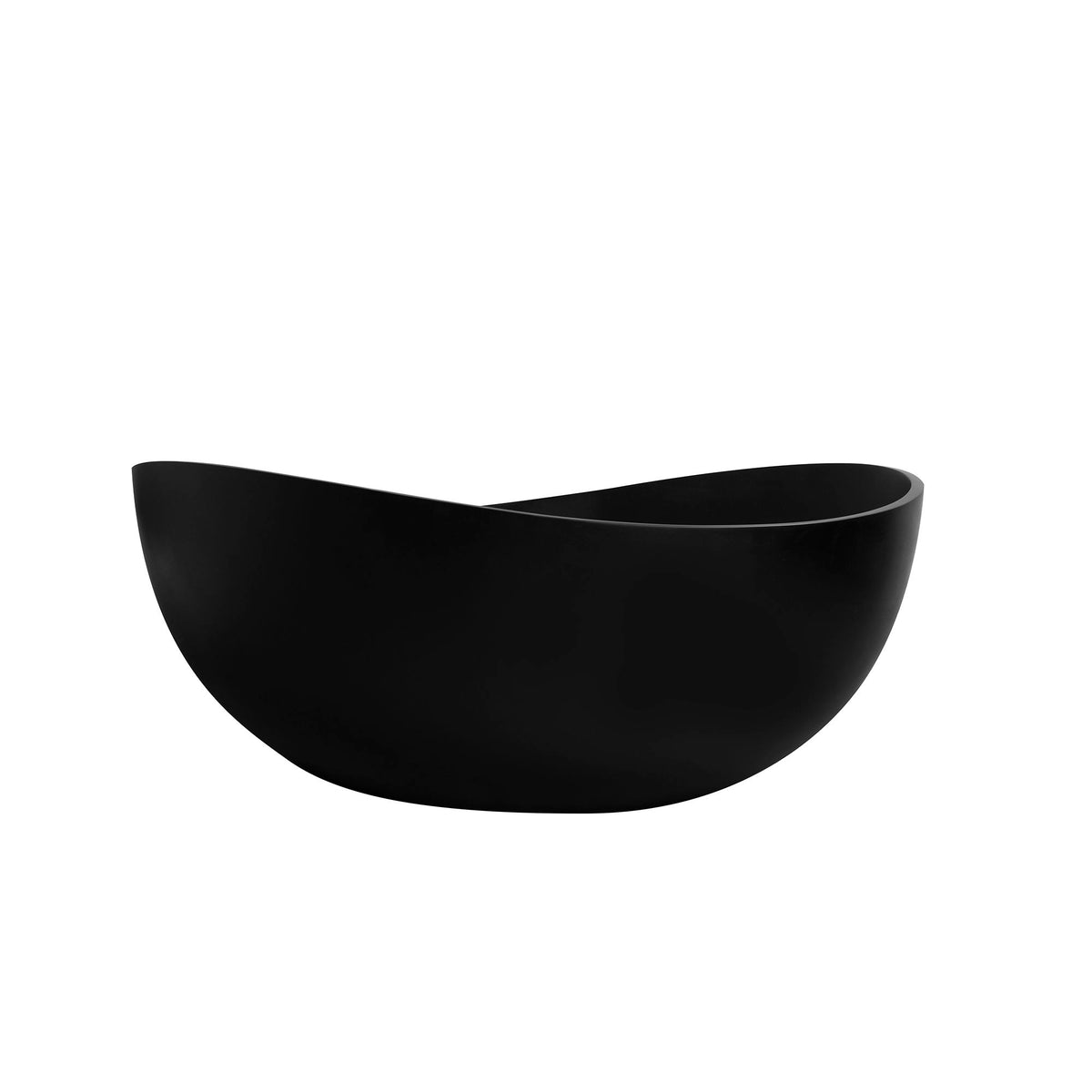 63" Freestanding Solid Surface Soaking Bathtub For Bathroom - Black