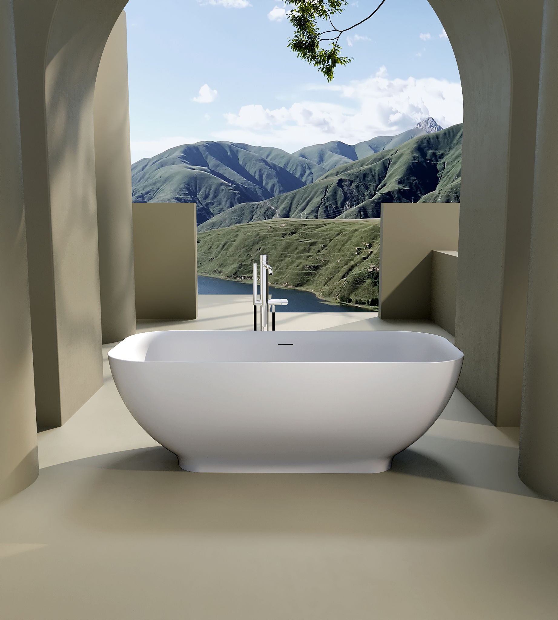 Freestanding Luxury Soaking Bathtub With Overflow And Pop-Up Drain