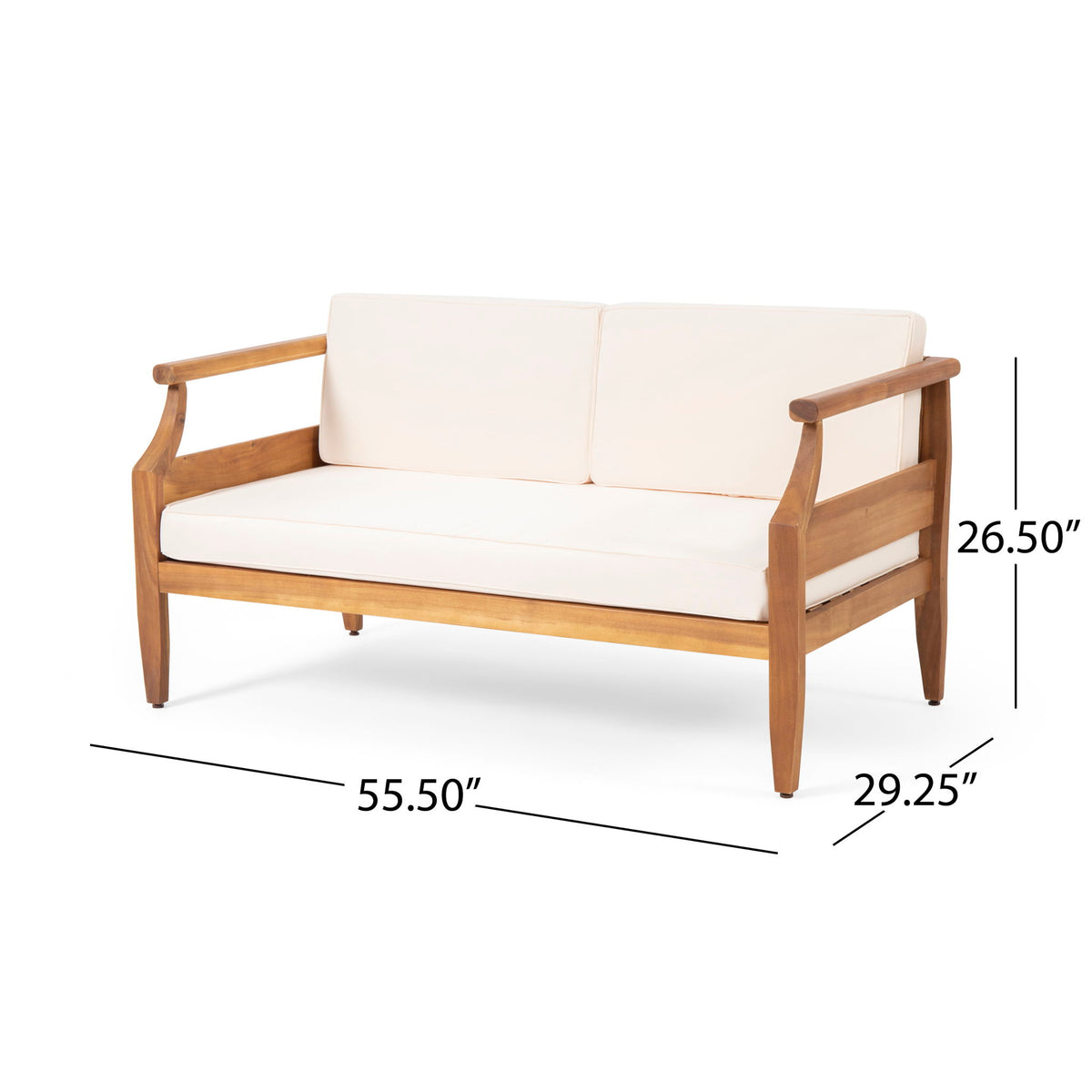 Aston - 2 Piece Wood Outdoor Patio Conversation Seating Set With Cushions