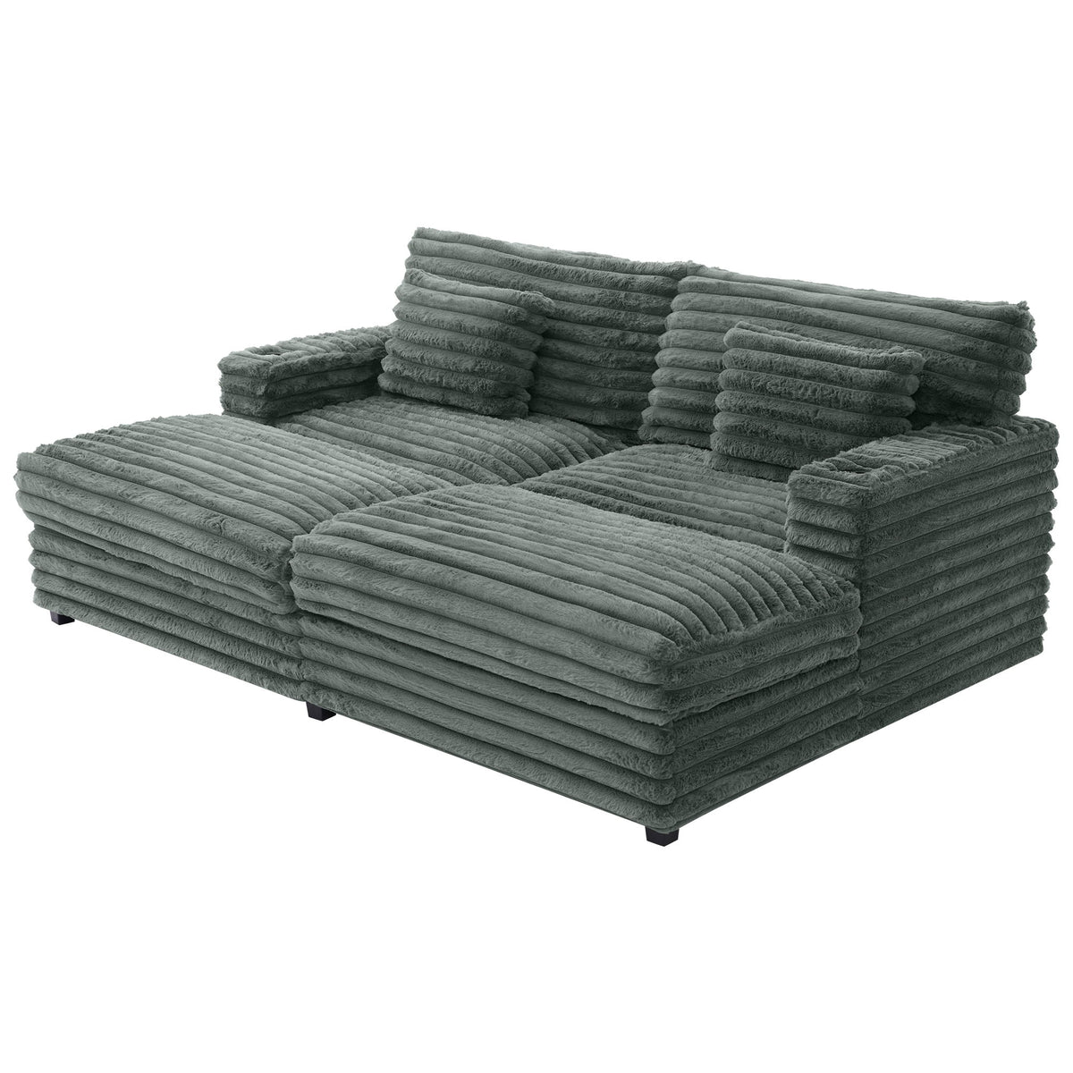 Oversized Double Chaise Lounge Sofa Bed With USB Ports And Cup Holders