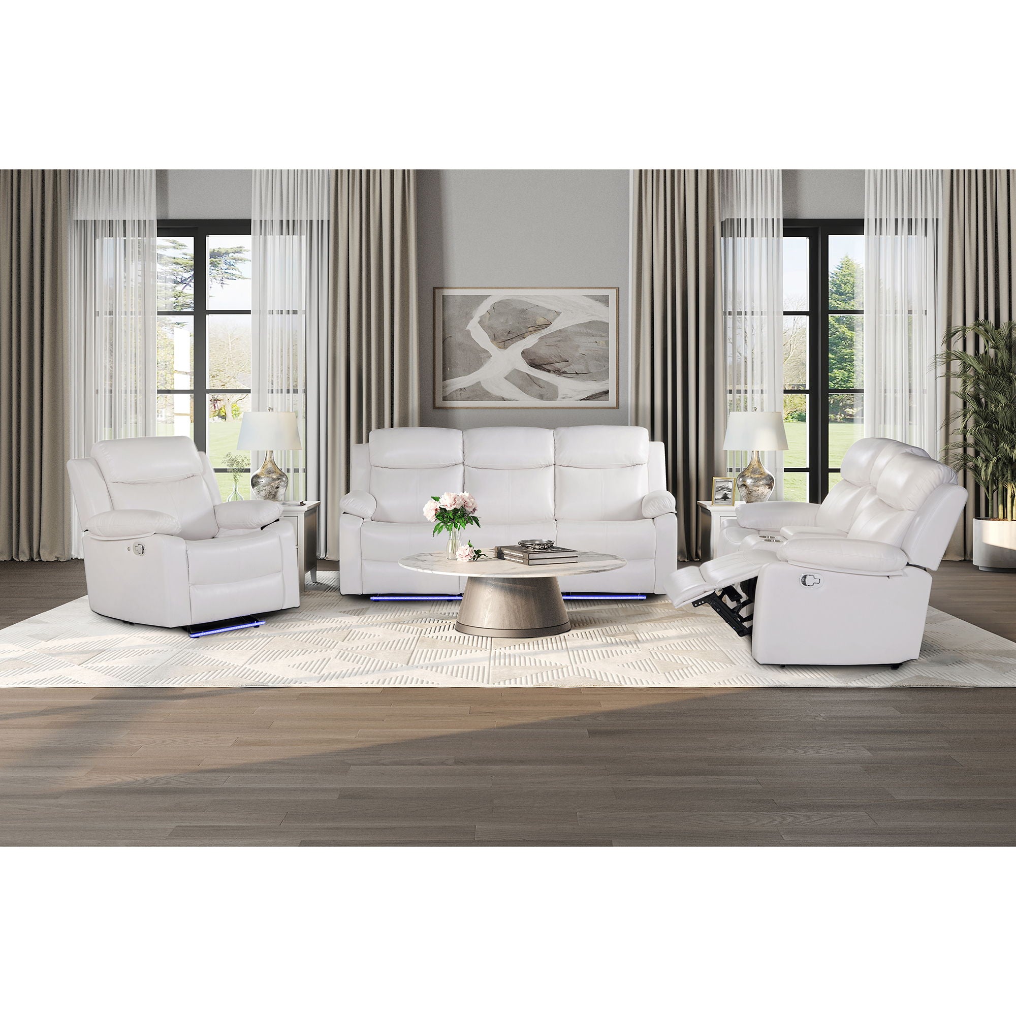 Blanche - Glider Recliner With LED, Pillow Top Arms