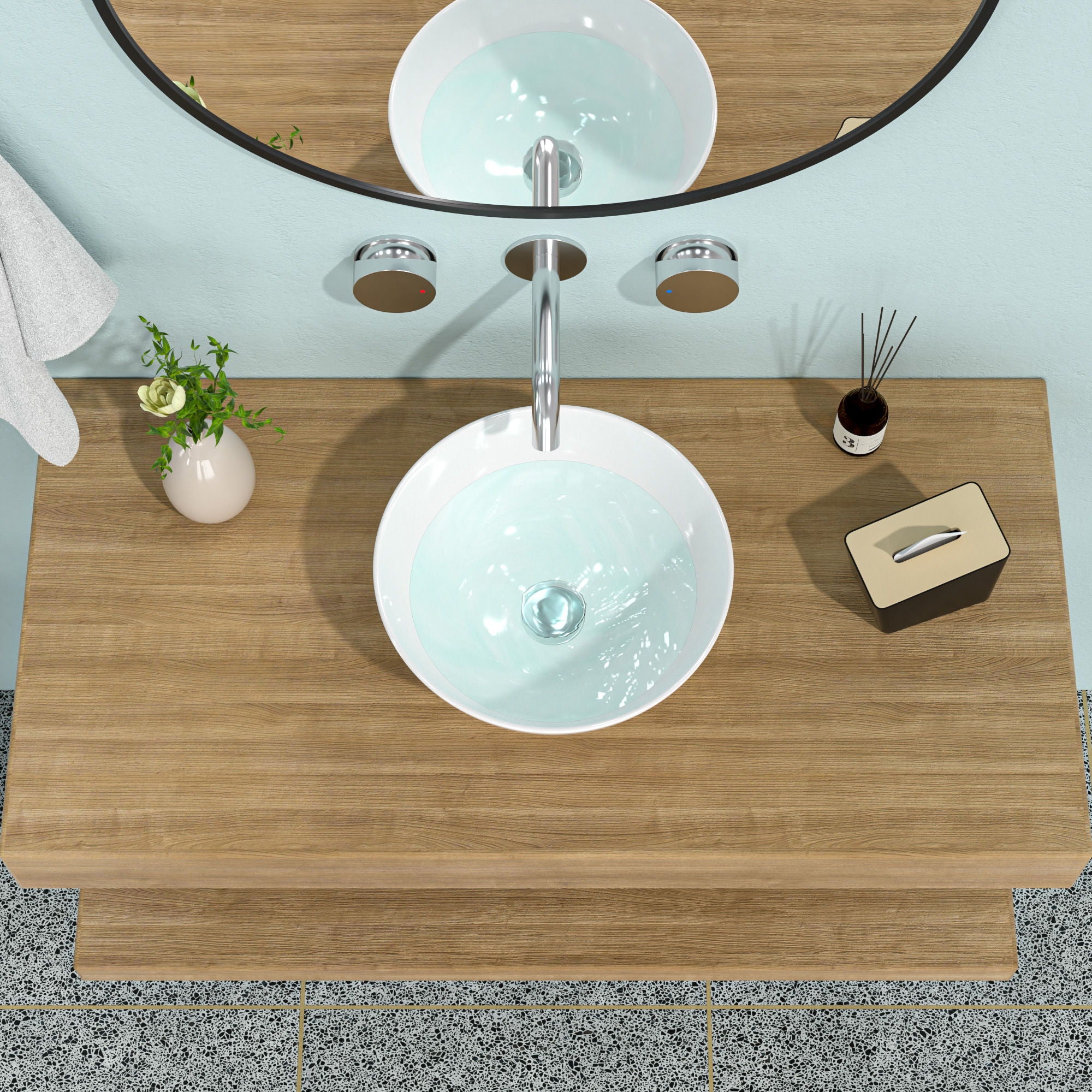 Modern Ceramic Circular Vessel Bathroom Sink