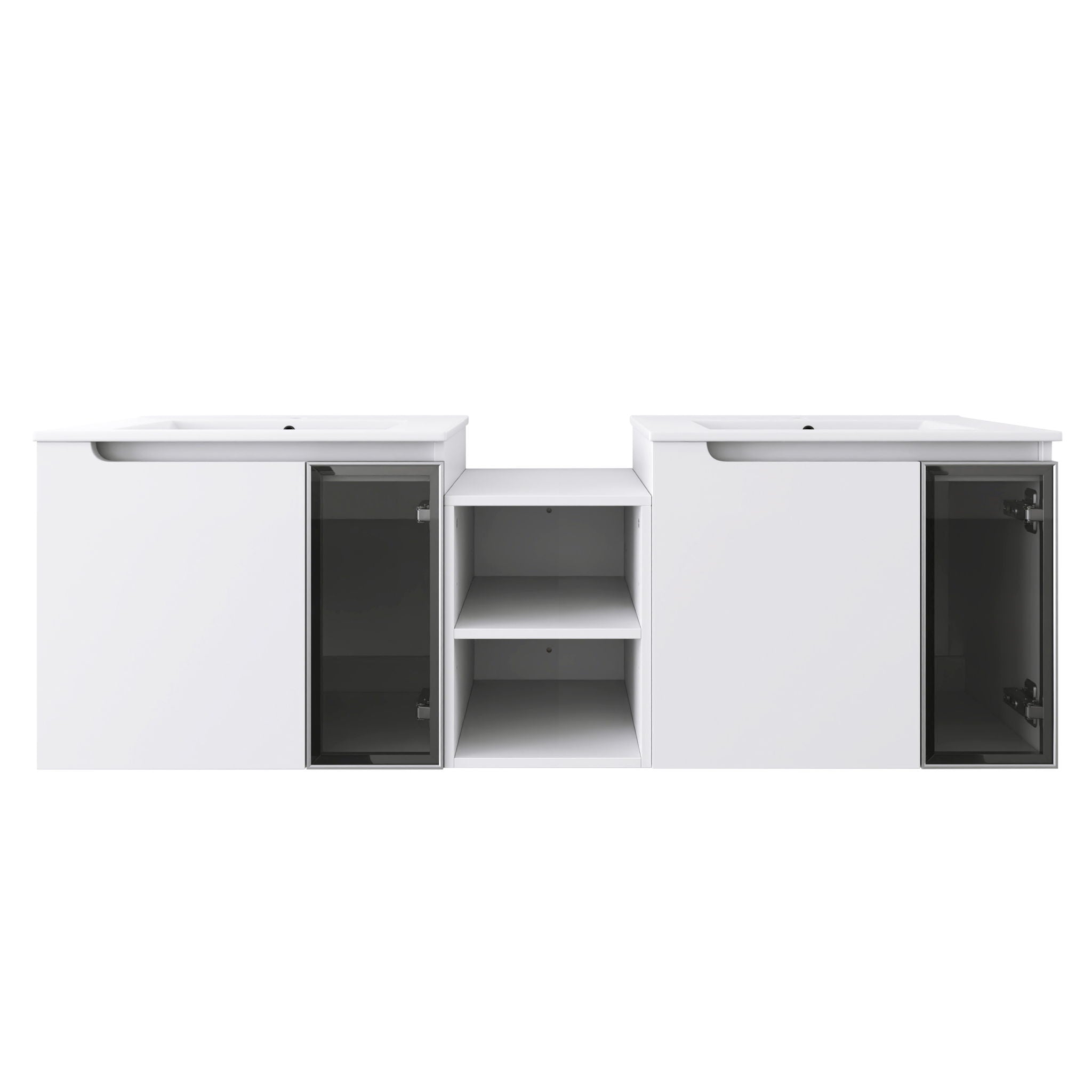 Wall Mounted Bathroom Vanity With Sink, Soft Close Doors, Cabinet & Half Door