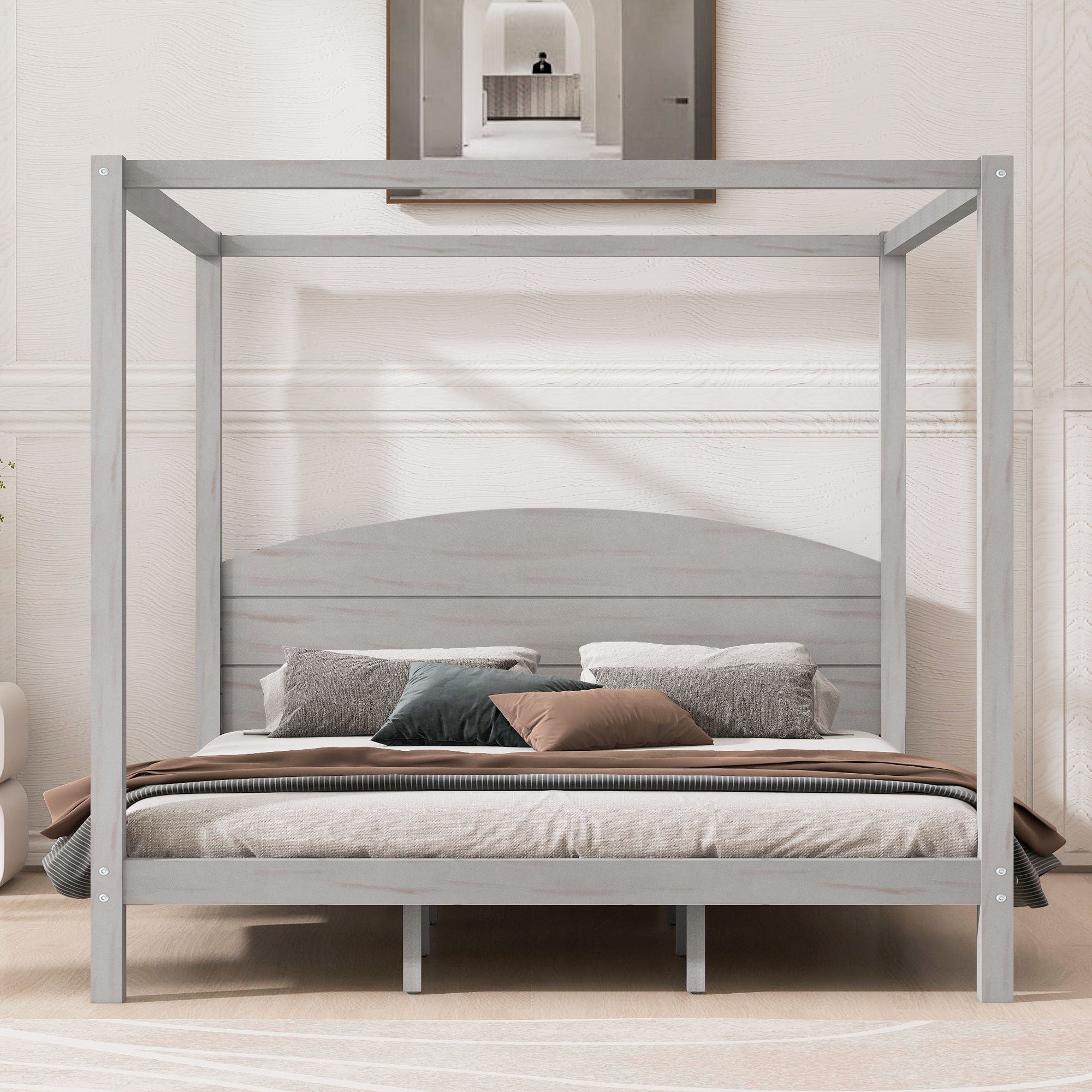 anopy Platform Bed With Headboard And Support Legs